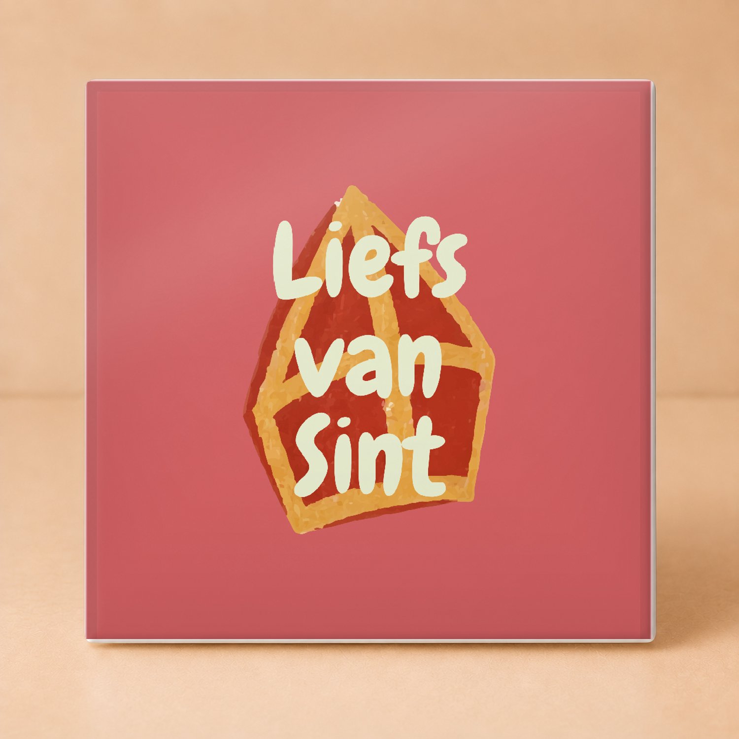 Bedruk King Gezellige 'Liefs van Sint' Tegel – Sinterklaas Cadeautegel met Mijter voor Sinterklaasfans en Pakjesavond - 11 x 11 cm Wit
