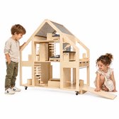 PoppenVilla COMPLEET - Poppenhuis voor grote poppen 1:6 - met interieurset LARGE - Auto-hellingbaan - Barbie
