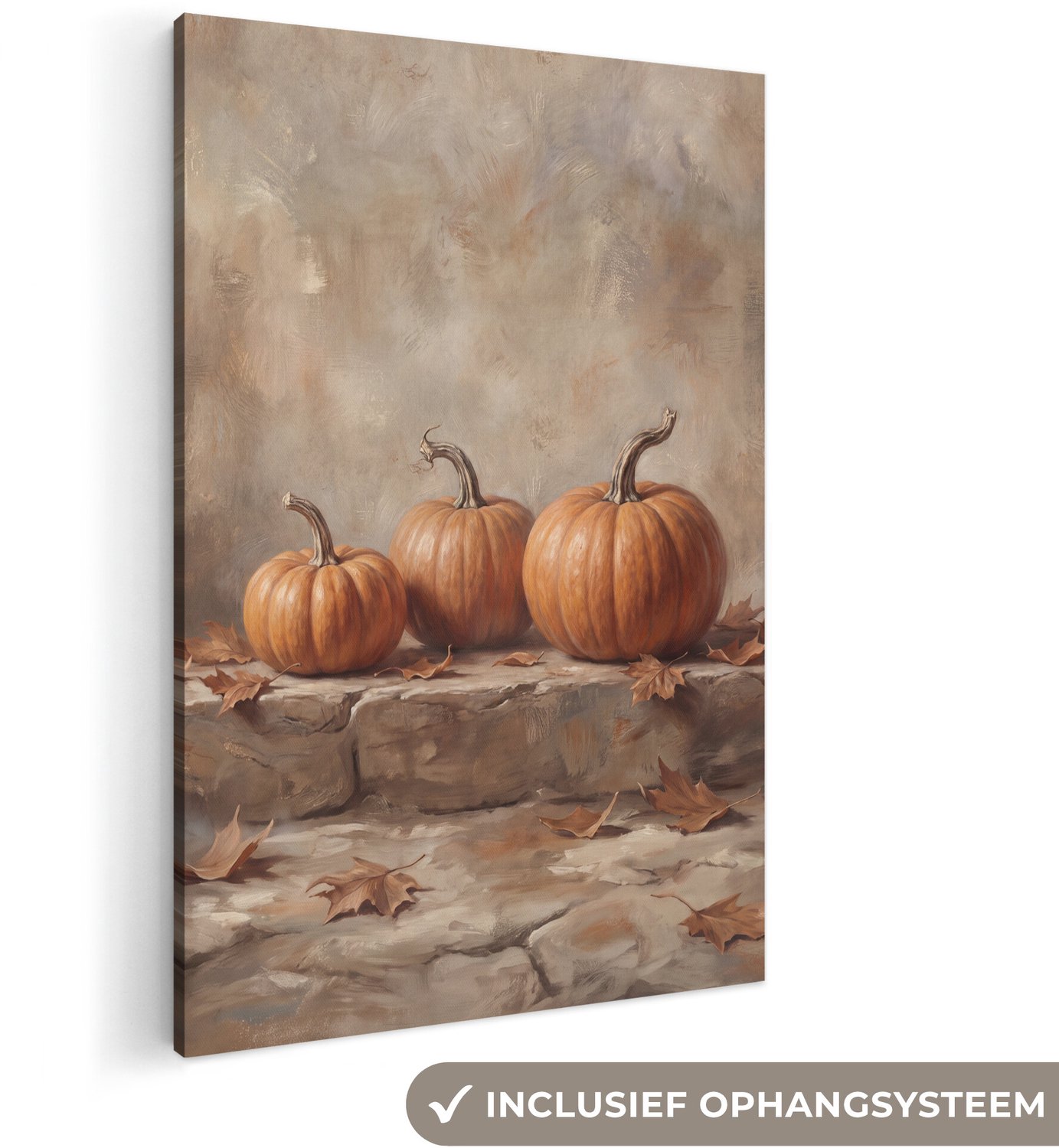 Canvas schilderij 120x180 cm - Exclusieve wanddecoratie Pompoenen - Herfst - Stilleven - Muurdecoratie woonkamer - Slaapkamer decoratie - Kamer accessoires - Schilderijen op canvas groot XXL