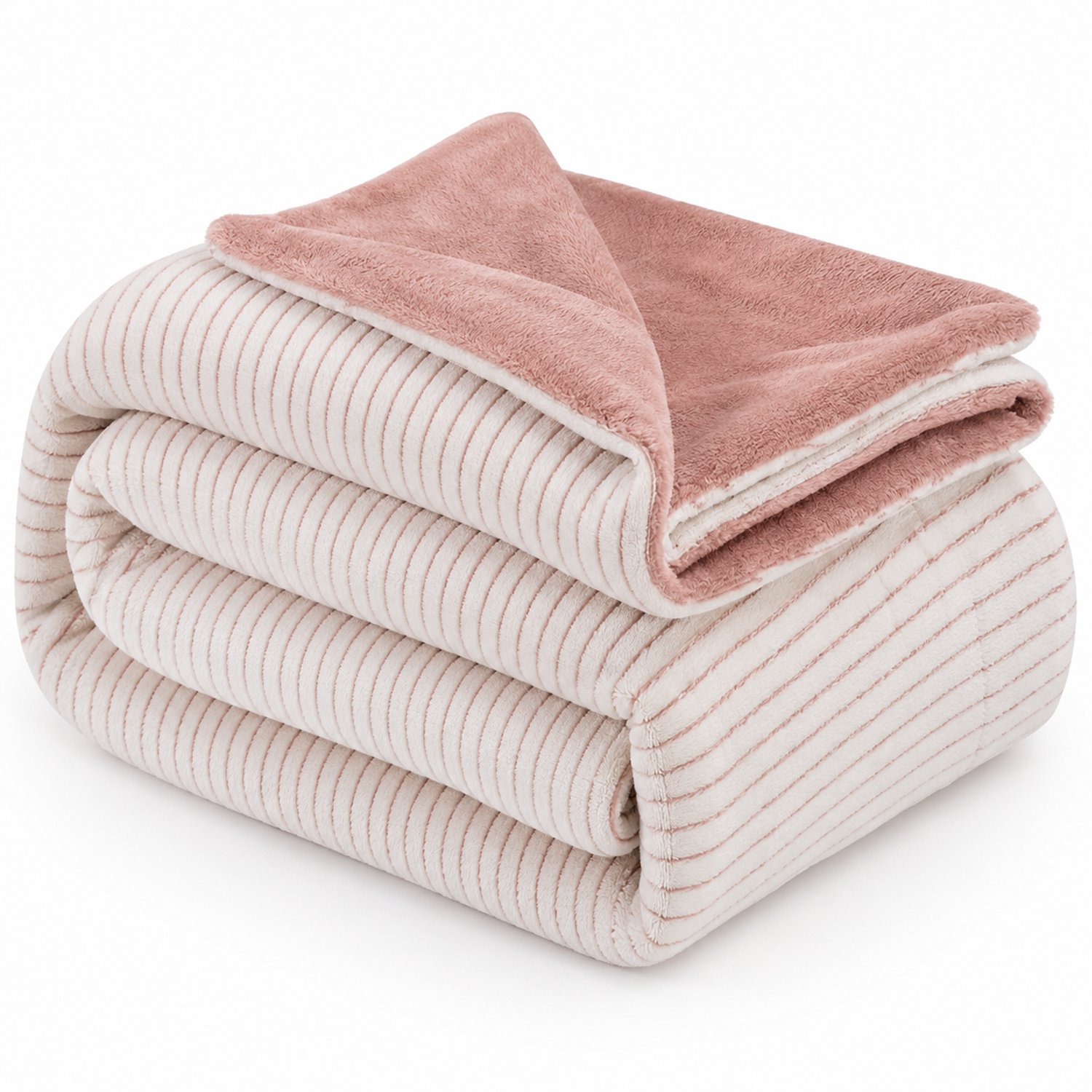 bedlin Luxe Fleece deken - Plaid XL 240x220cm - Triple Layer - Dubbelzijdig - Roos