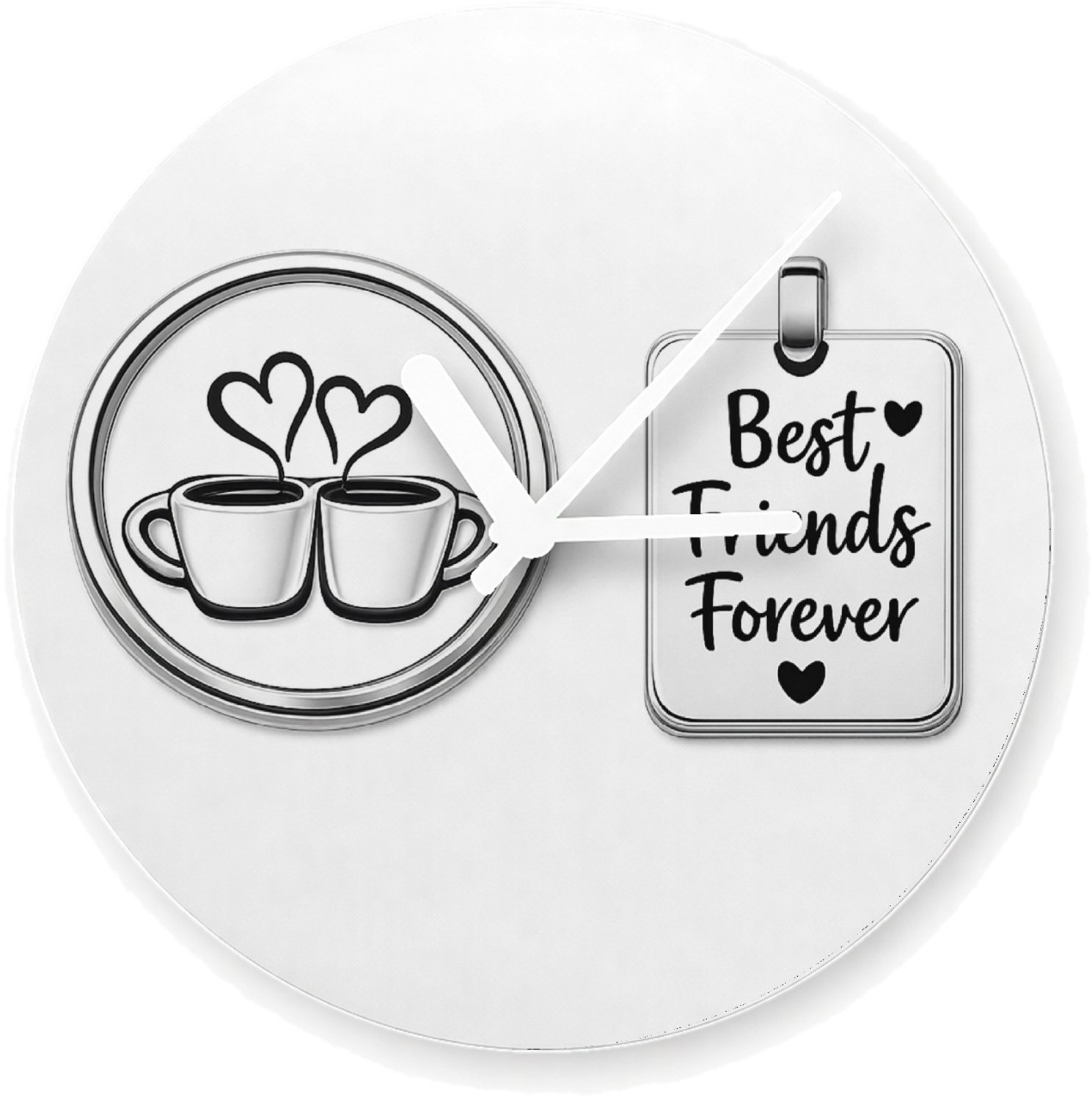 Mr Cadeautjes Glazen klok Ø 20 - design Een minimalistische vriendschapsbadge met een eenvoudige ill | cadeau Wit