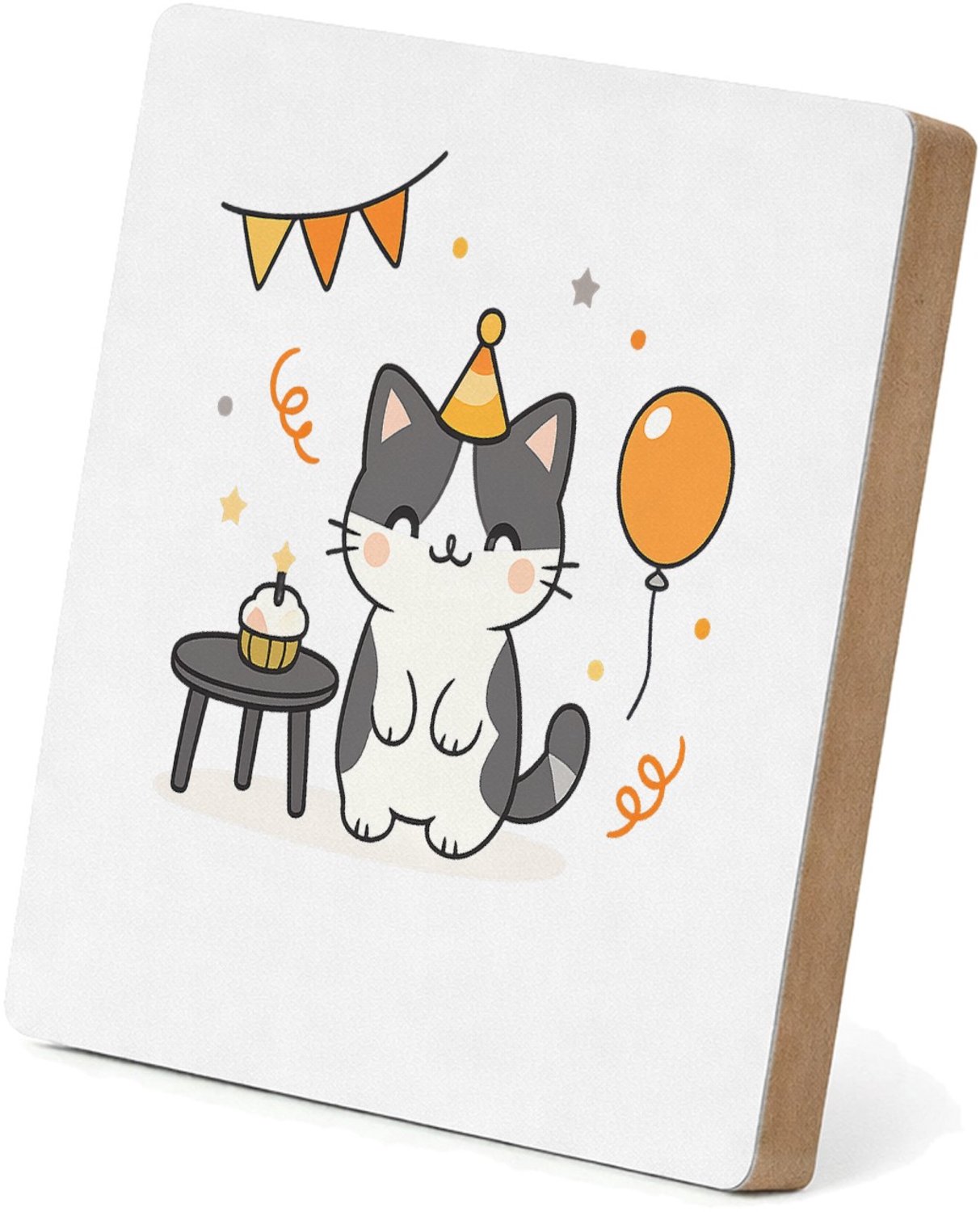 Mr Cadeautjes MDF staande fotolijst 15,2 x 15,2 - design Een minimalistische verjaardagsillustratie met een hond die | cadeau Wit