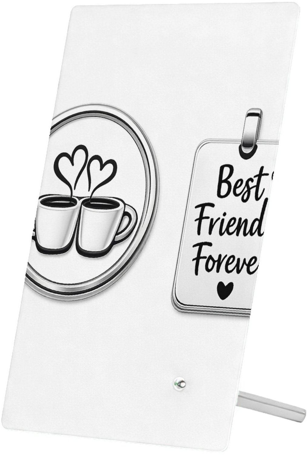 Mr Cadeautjes Glasframe 11 x 16 - design Een minimalistische vriendschapsbadge met een eenvoudige ill | cadeau Wit
