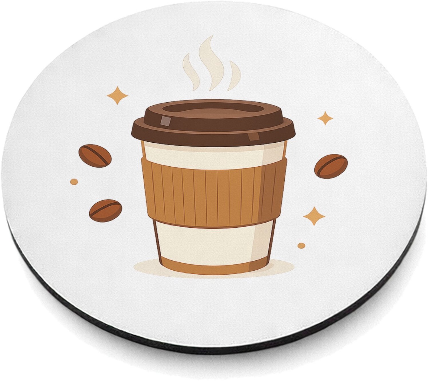 Mr Cadeautjes MDF magnetische fotolijst rond Ø 9,5 - design Een compacte typografische koffieposter met één centrale ill | cadeau Wit