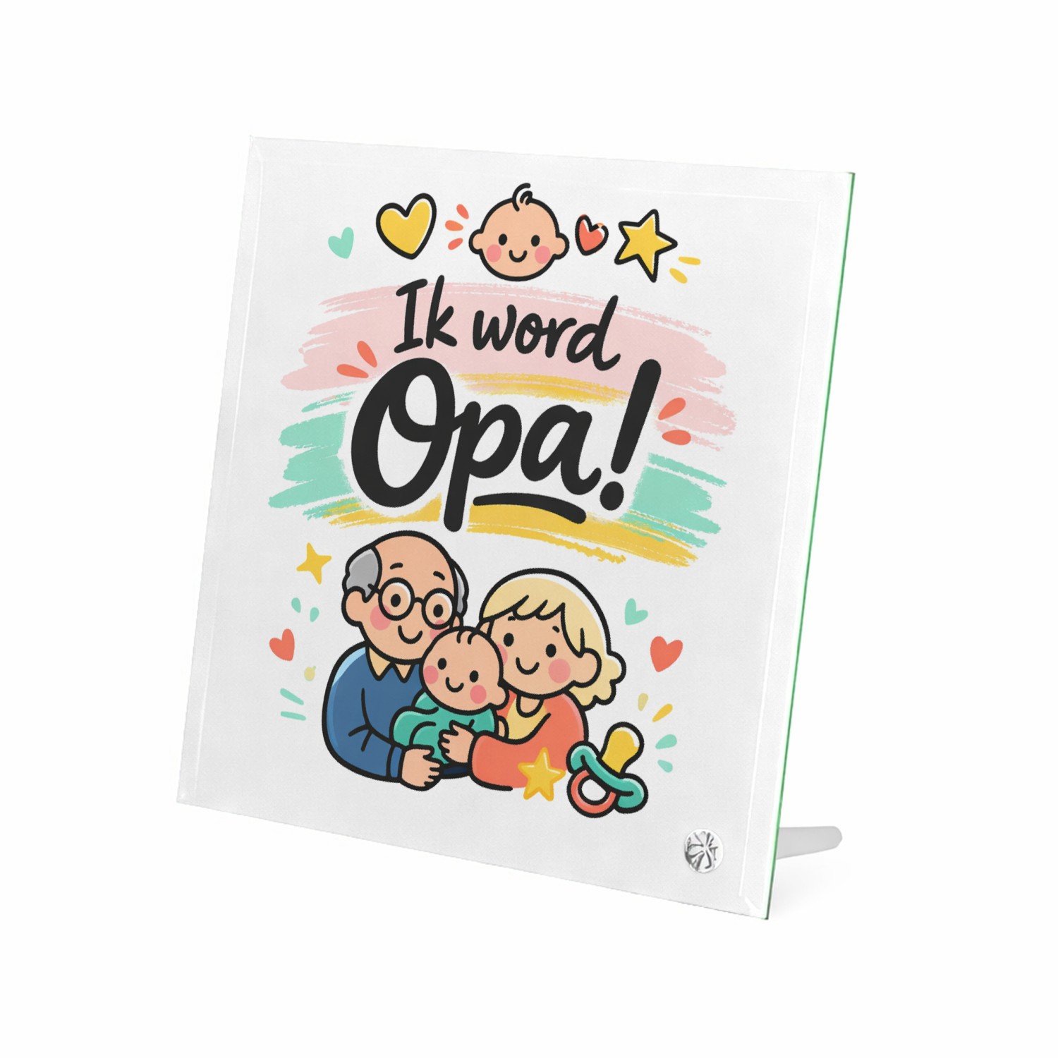 Mr Cadeautjes Glasframe 20 x 20 - design Een liefdevolle familiebekendmaking met dezelfde zachte past | cadeau Wit