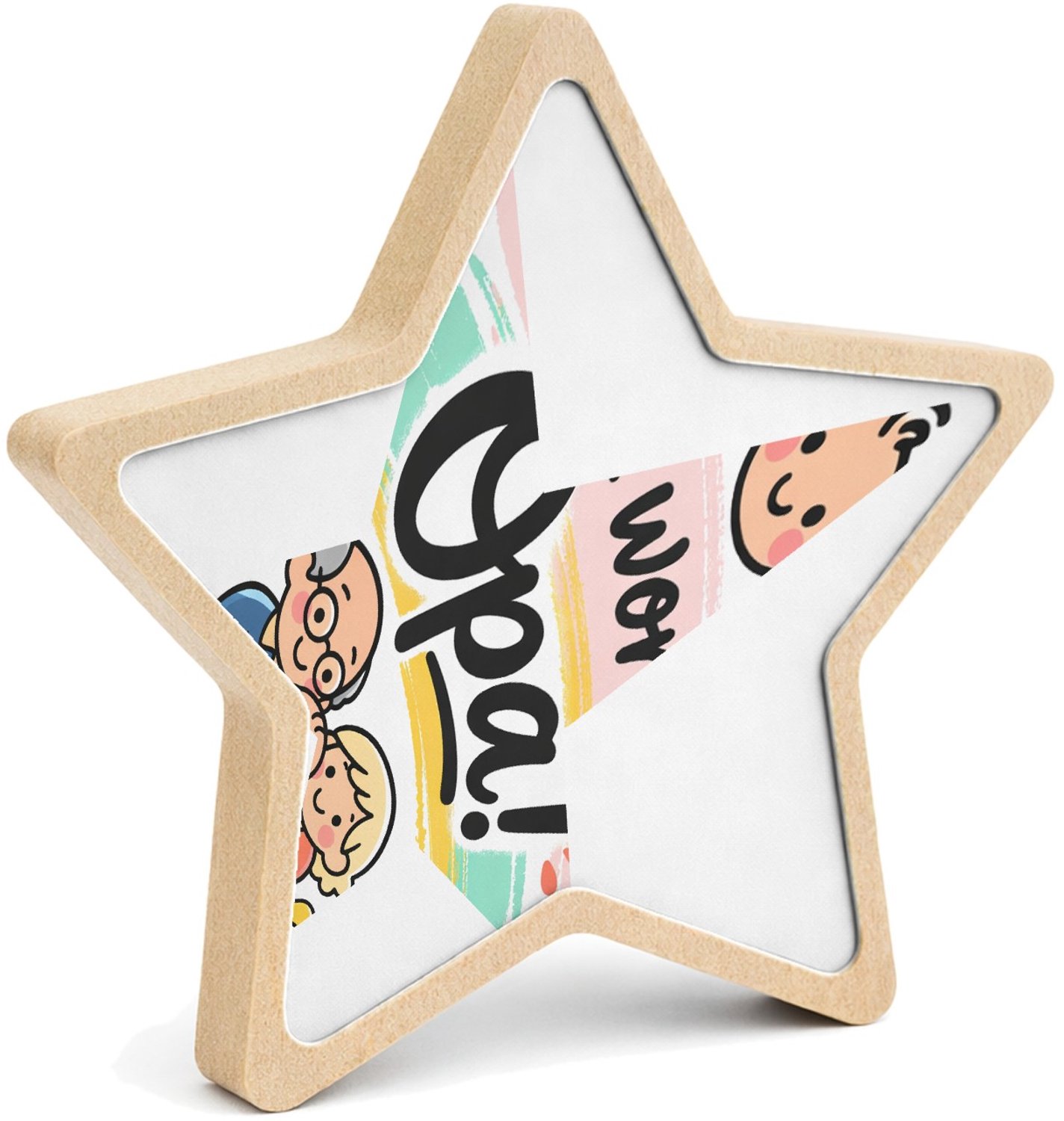 Mr Cadeautjes MDF fotolijst ster 14 x 13,5 - design Een liefdevolle familiebekendmaking met dezelfde zachte past | cadeau Wit