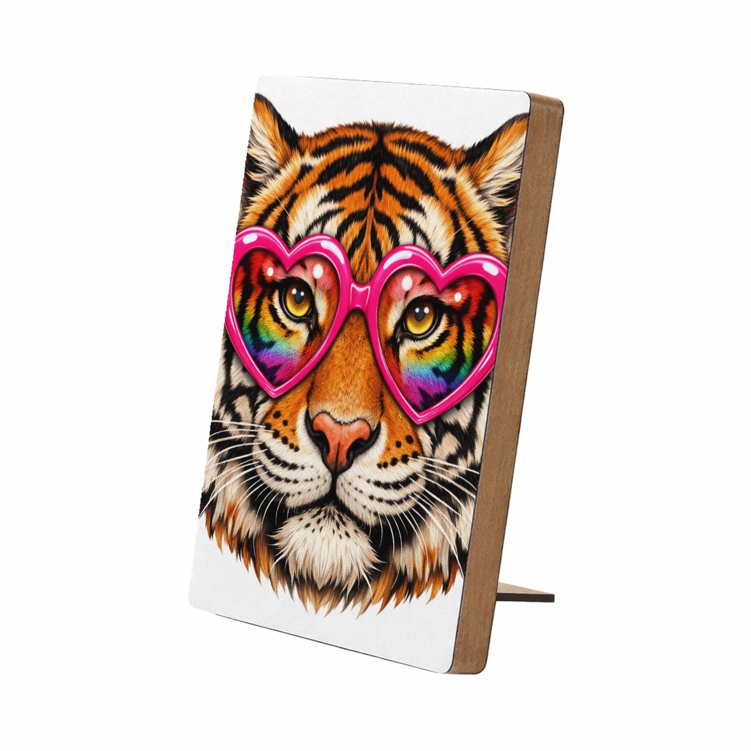 Mr Cadeautjes Glasframe/MDF 12,7 x 17,8 - design Een expressief dierengezicht met een speelse, zelfverzekerde | cadeau Wit