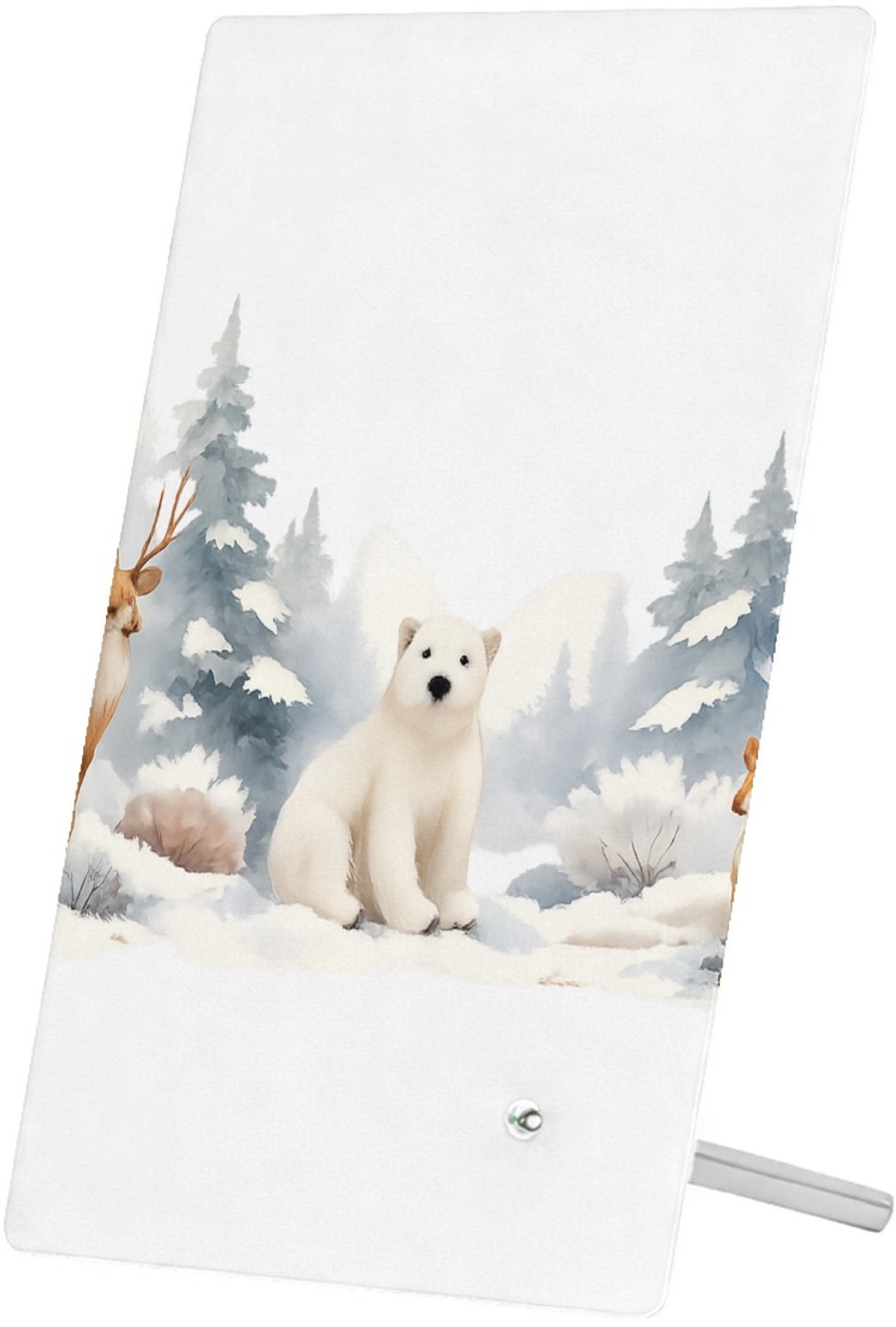 Mr Cadeautjes Glasframe 11 x 16 - design Een herfstbos-scène met een nieuwsgierige egel en paddenstoe | cadeau Wit