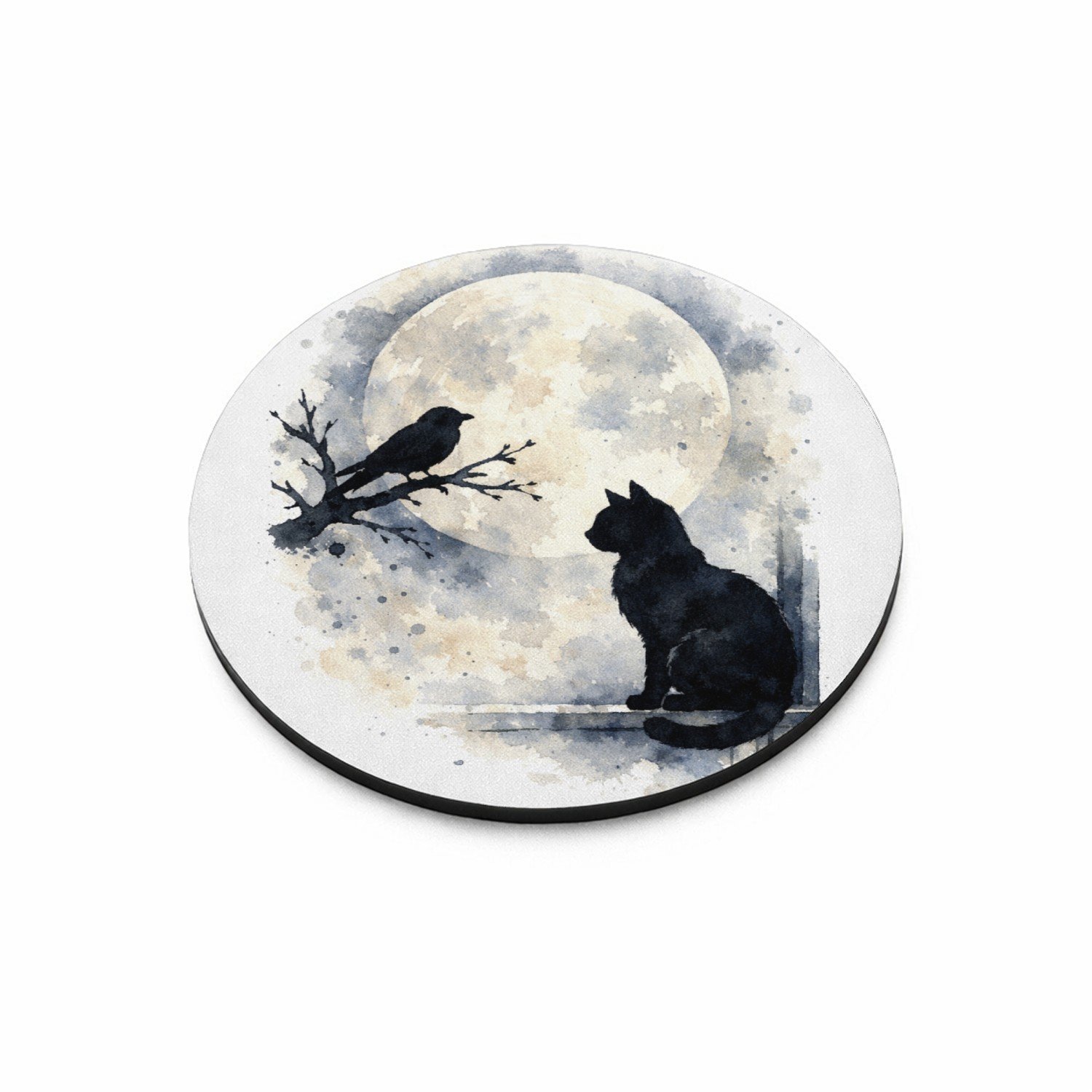 Mr Cadeautjes MDF magnetische fotolijst rond Ø 9,5 - design Een donker, elegant natuurbeeld met een andere hoofdvorm en | cadeau Wit