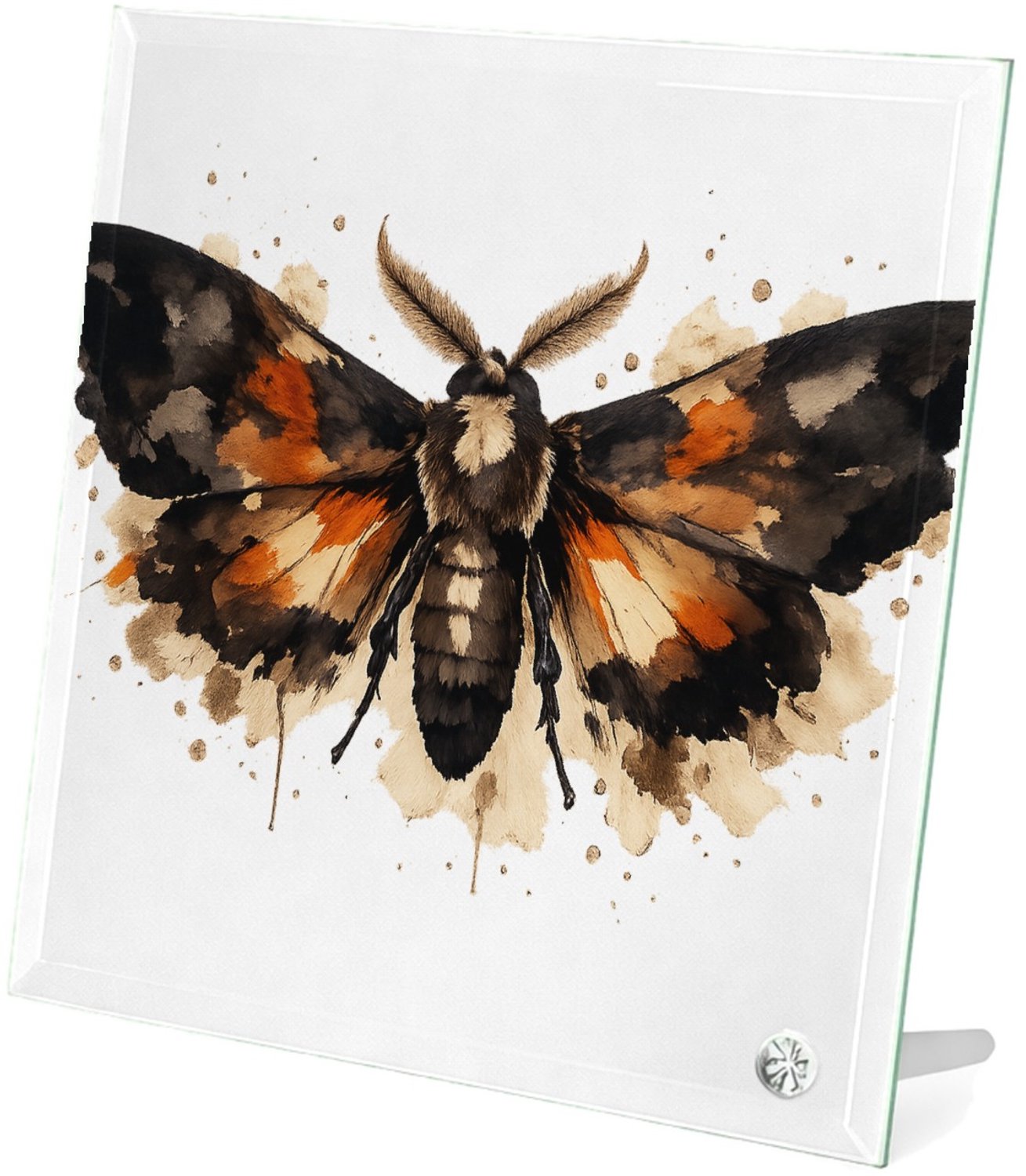 Mr Cadeautjes Glasframe 20 x 20 - design Een dramatisch insect of nachtvlinder met brede vleugels en | cadeau Wit