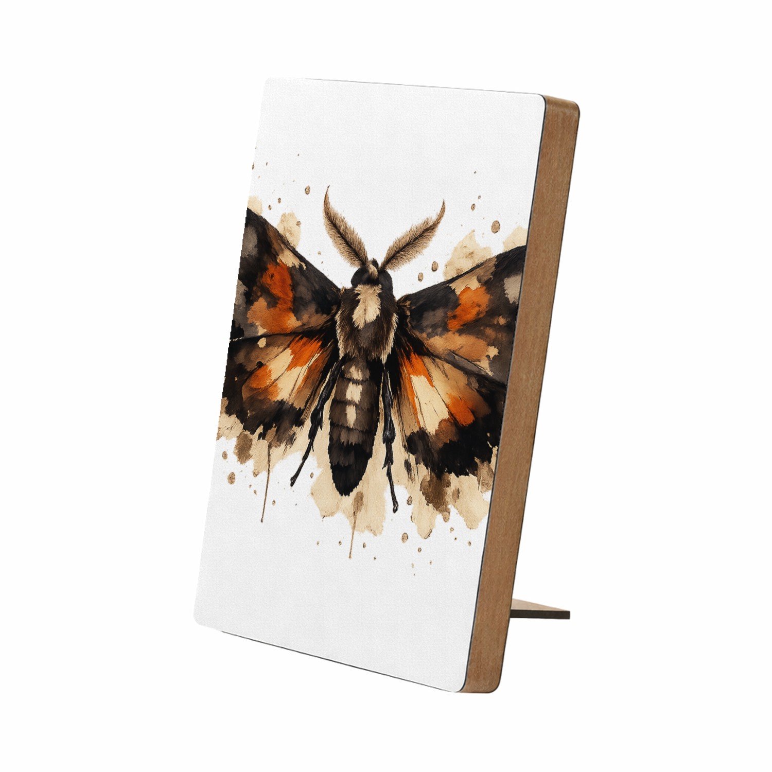 Mr Cadeautjes Glasframe/MDF 12,7 x 17,8 - design Een dramatisch insect of nachtvlinder met brede vleugels en | cadeau Wit