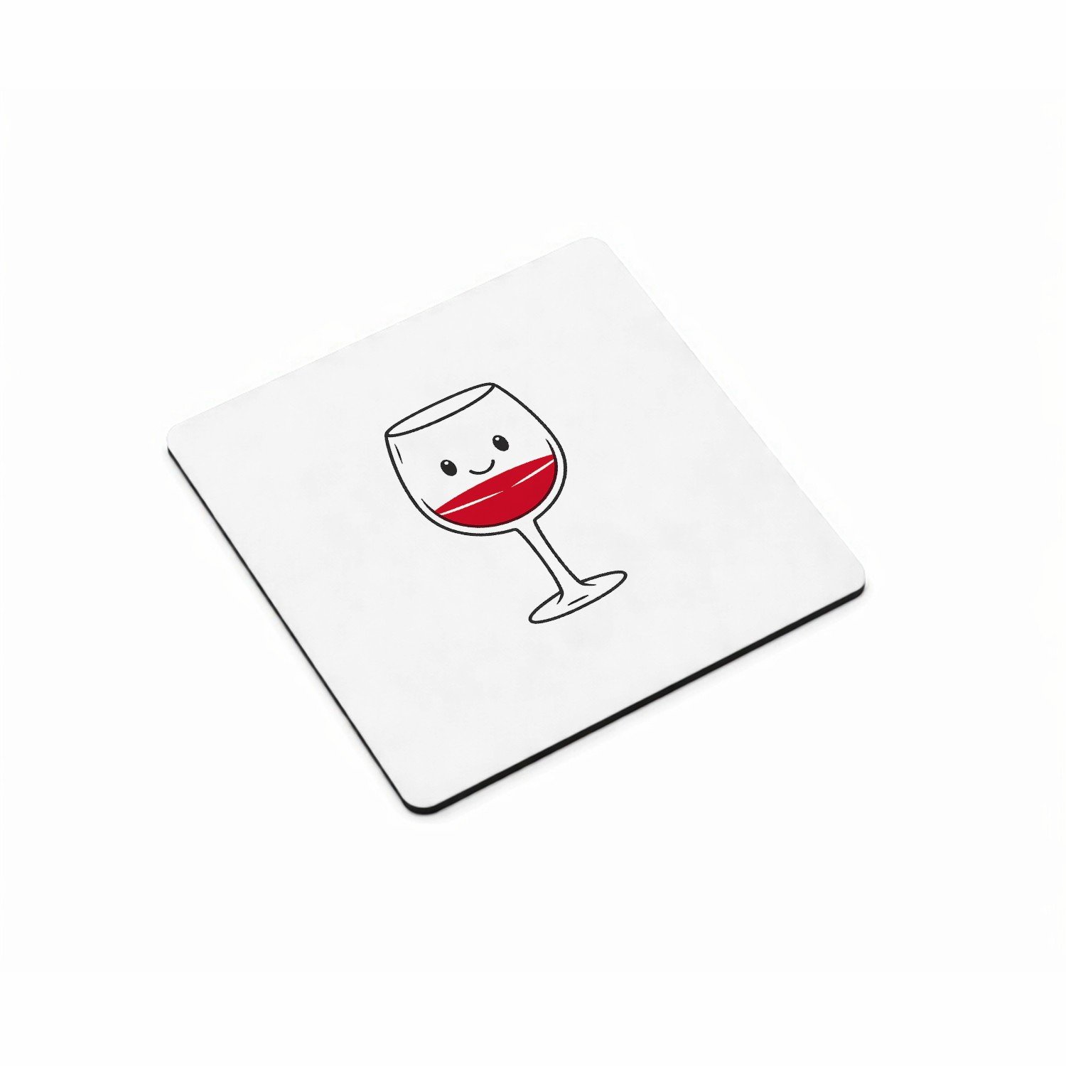 Mr Cadeautjes MDF magnetische fotolijst vierkant 9,5 - design Een minimalistische koffiebeker met een blij gezicht en een | cadeau Wit