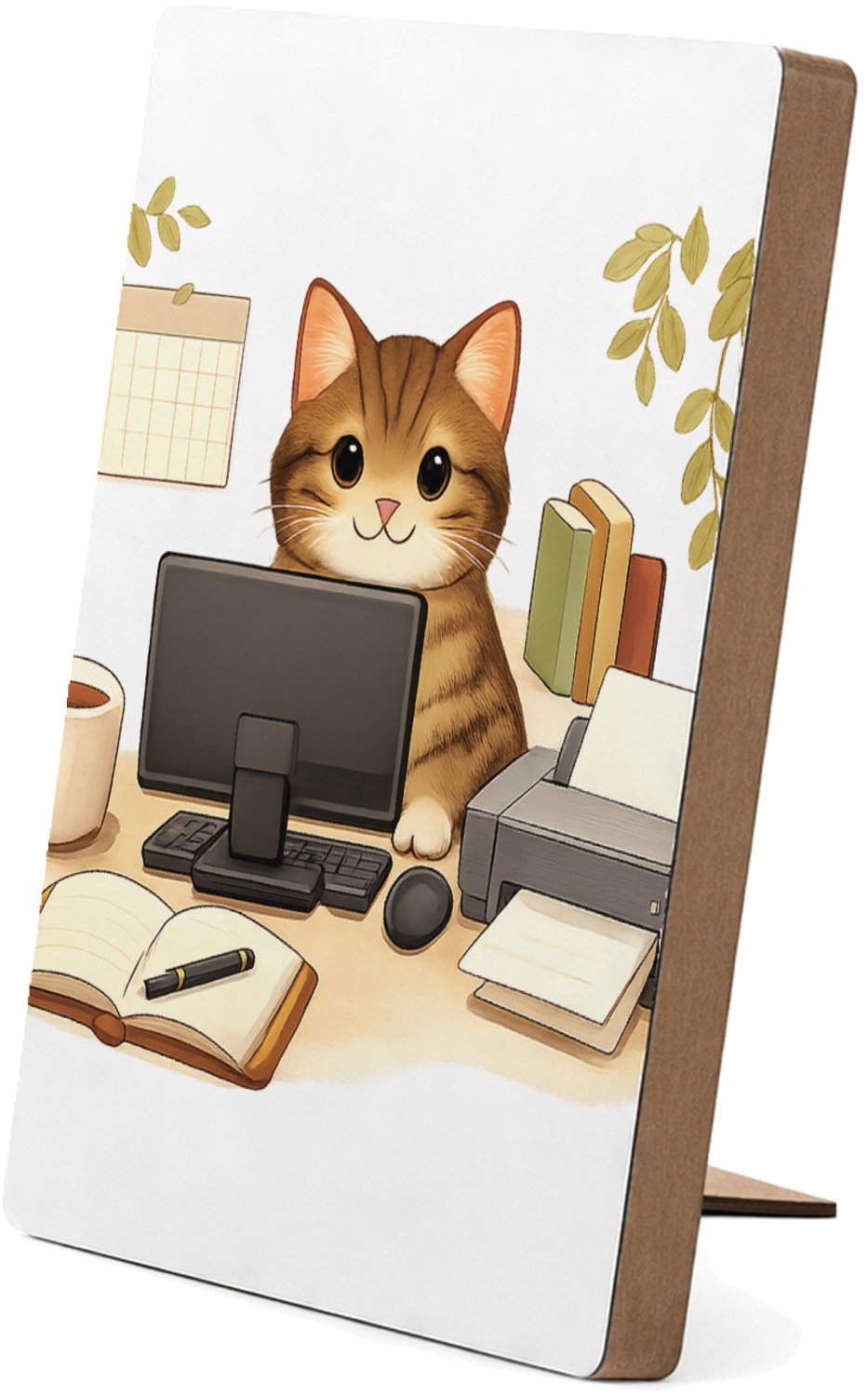 Mr Cadeautjes Glasframe/MDF 12,7 x 17,8 - design Een hond als ‘supportmedewerker’ aan een receptiebalie met e | cadeau Wit