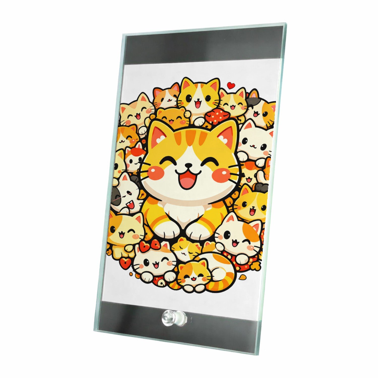 Mr Cadeautjes Glasframe 15 x 23 - design Een compacte cirkel van vrolijke dieren rond één grote hoofd | cadeau Wit