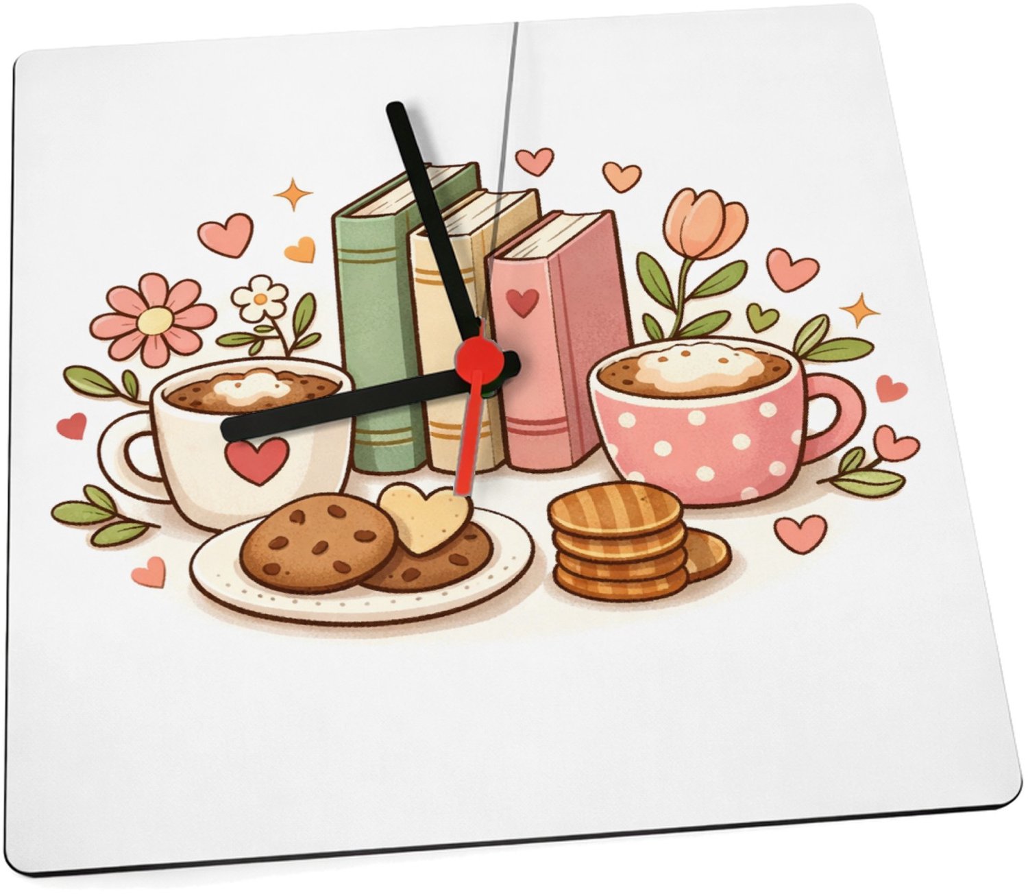 Mr Cadeautjes Klok 19 x 19 - design Een lieve, afgeronde centrische illustratie met een verzamel | cadeau Wit