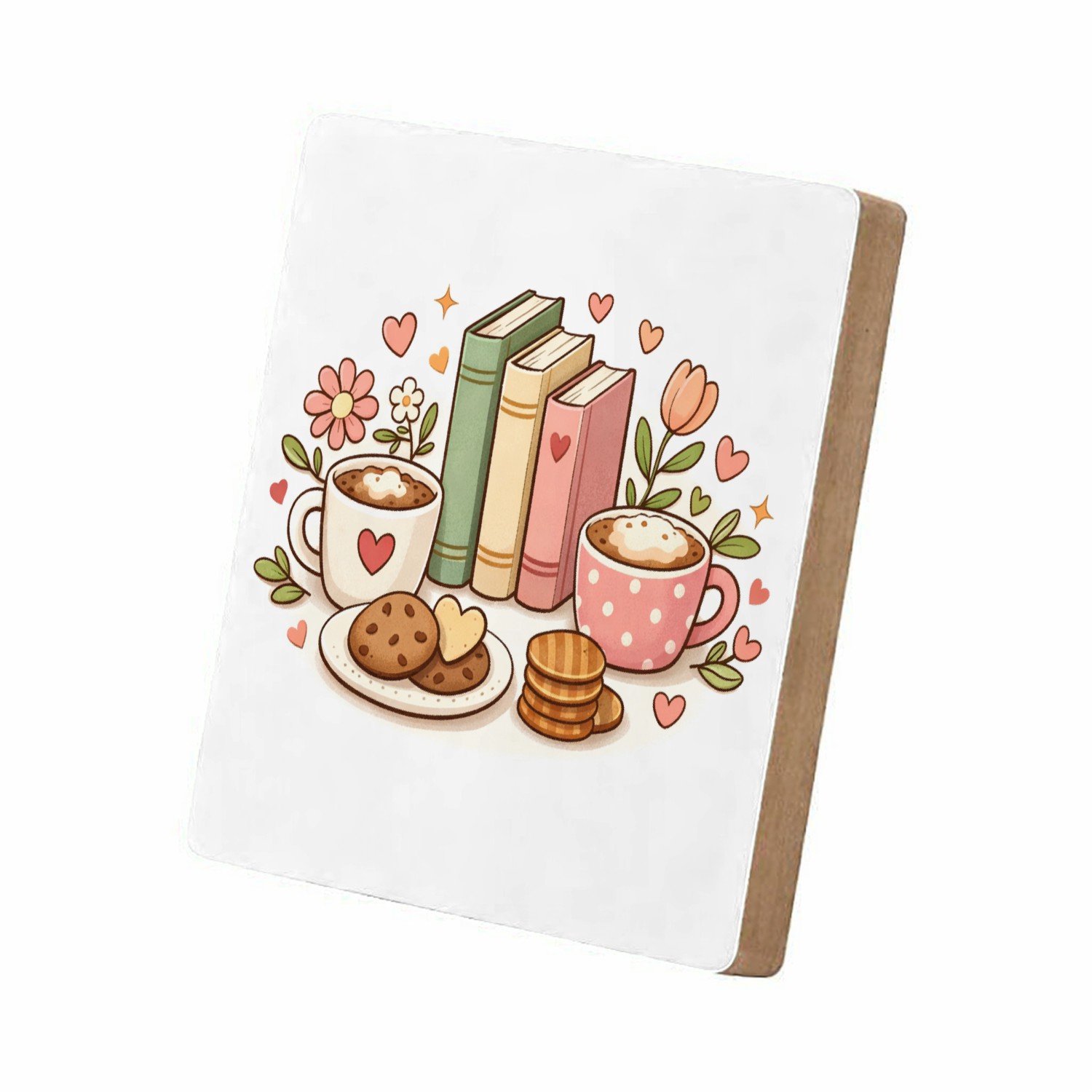 Mr Cadeautjes MDF staande fotolijst 15,2 x 15,2 - design Een lieve, afgeronde centrische illustratie met een verzamel | cadeau Wit