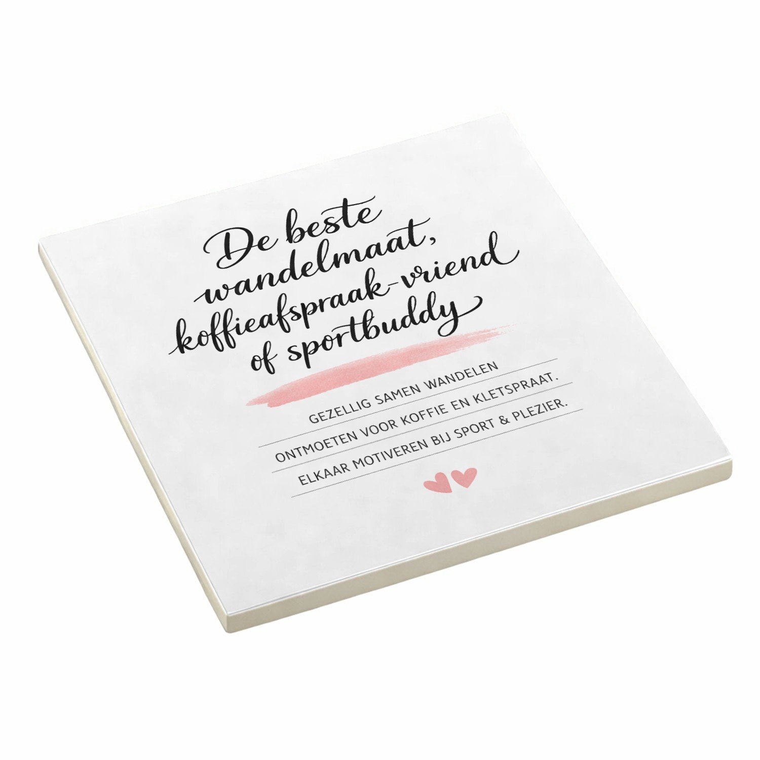 Mr Cadeautjes Decoratie tegel Een minimalistische quote-print rond vriendschap buiten het - 10,8 x 10,8 cm, keramiek - keuken, badkamer, woonkamer | cadeau Wit