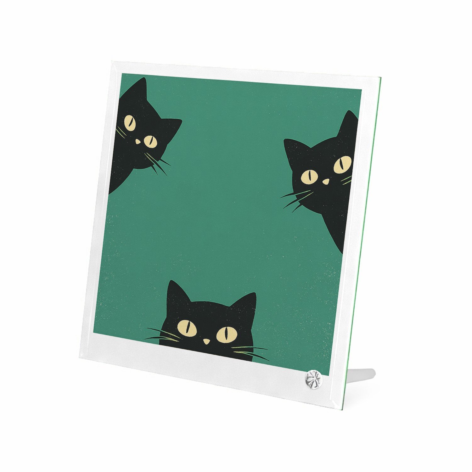 Mr Cadeautjes Glasframe 20 x 20 - design Drie speelse huisdier-silhouetten die vanuit de randen naar | cadeau Wit