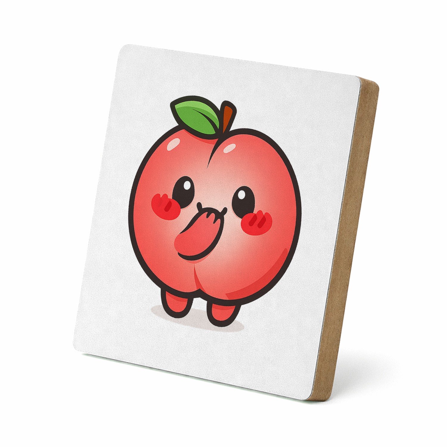 Mr Cadeautjes MDF staande fotolijst 15,2 x 15,2 - design Een schattige maar een tikje brutale fruitfiguur met een ver | cadeau Wit