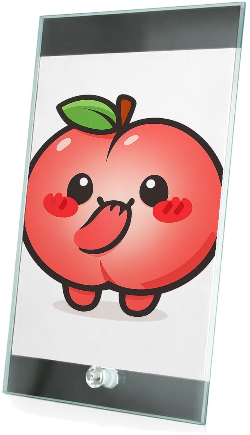 Mr Cadeautjes Glasframe 15 x 23 - design Een schattige maar een tikje brutale fruitfiguur met een ver | cadeau Wit