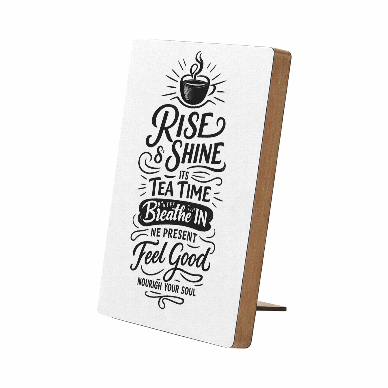 Mr Cadeautjes Glasframe/MDF 12,7 x 17,8 - design Een ochtendthema met een warme drank en een positieve boodsc | cadeau Wit