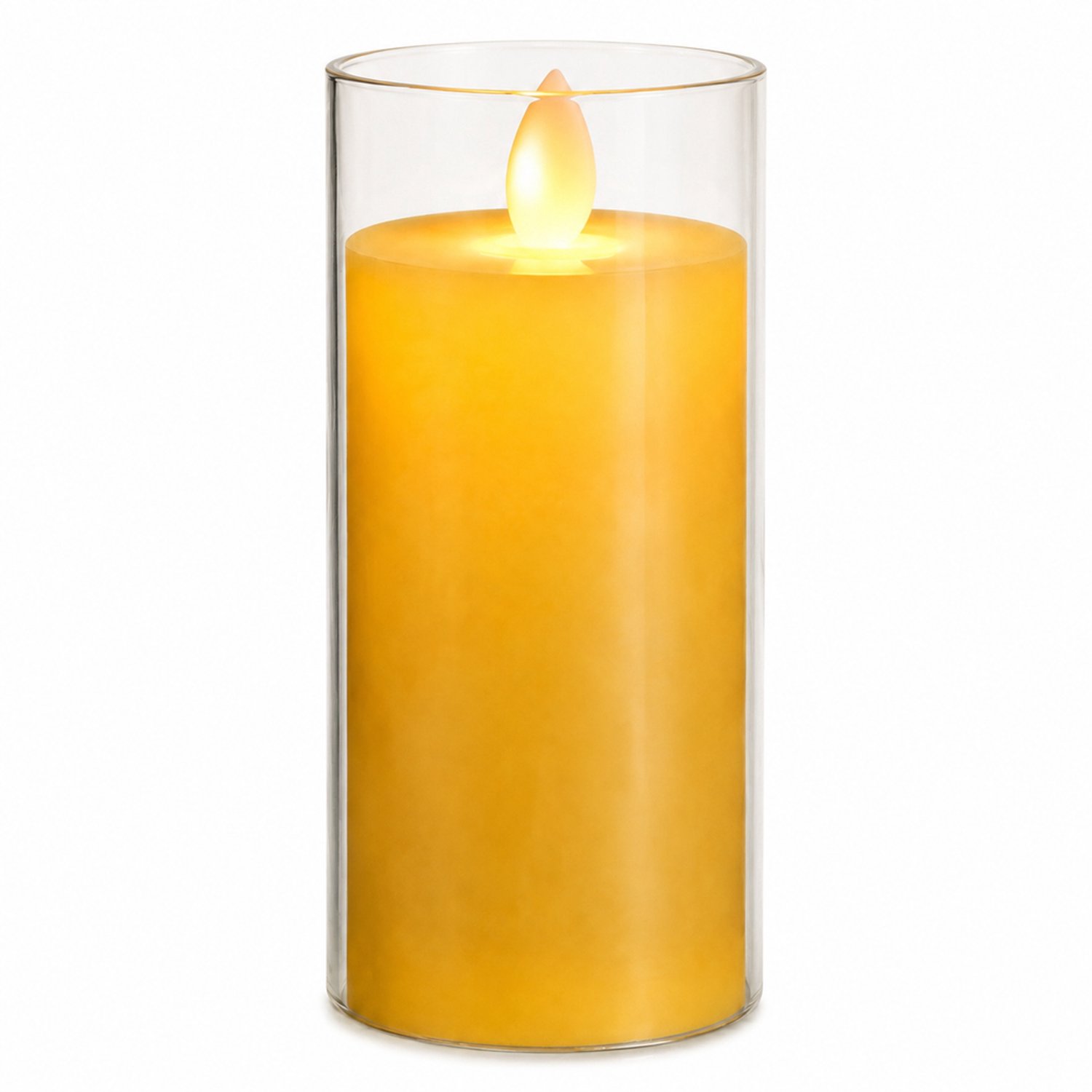 SWGOTA Sfeerdecoratie met led kaarsen - kaarslamp met bewegende vlam en vlakke rand, 7.8 x 22.5 cm, zonder batterijen Crème