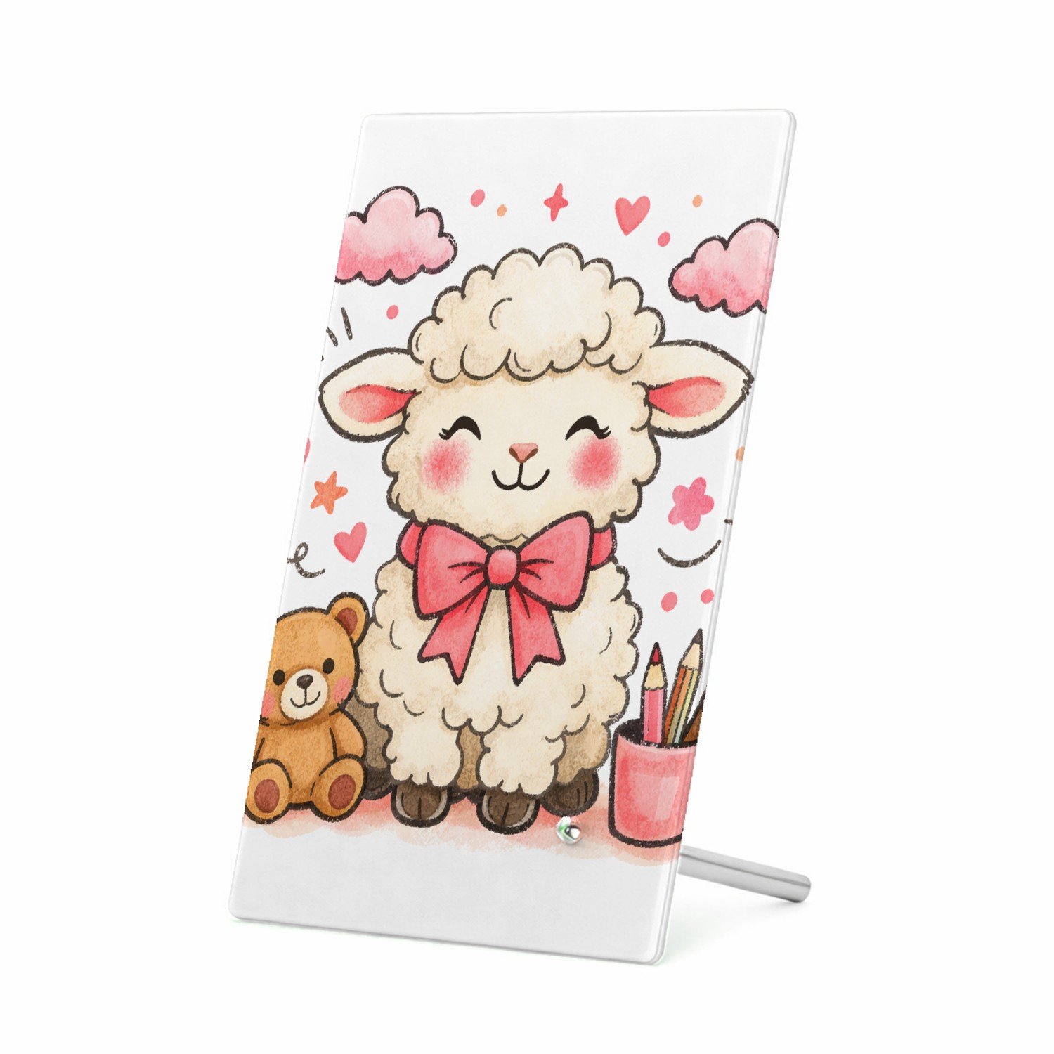 Mr Cadeautjes Glasframe 11 x 16 - design Een feestelijk complimentdesign met een zachte dierfiguur en | cadeau Wit