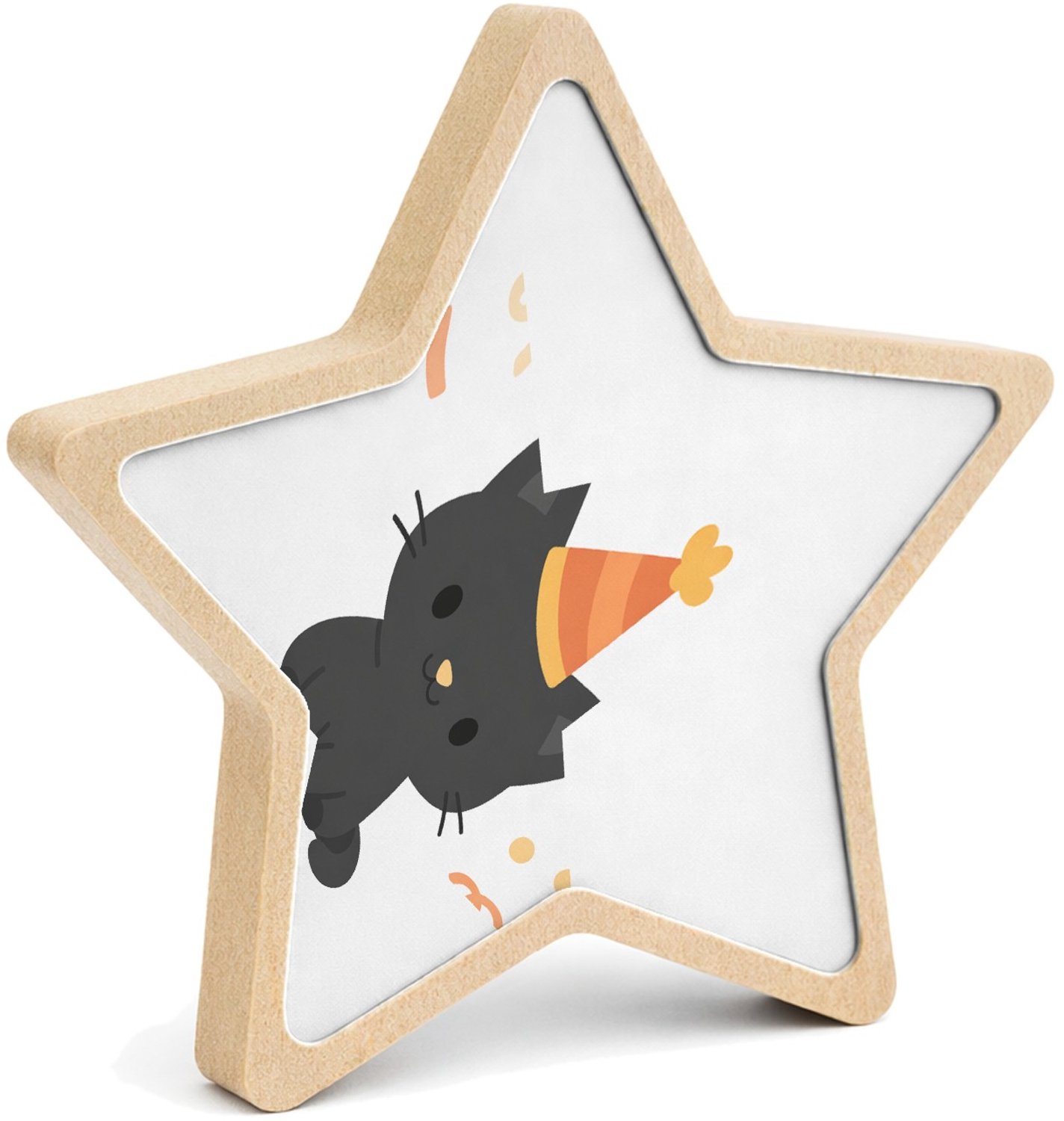 Mr Cadeautjes MDF fotolijst ster 14 x 13,5 - design Een rustige felicitatiekaart met een konijn op een zachte ac | cadeau Wit