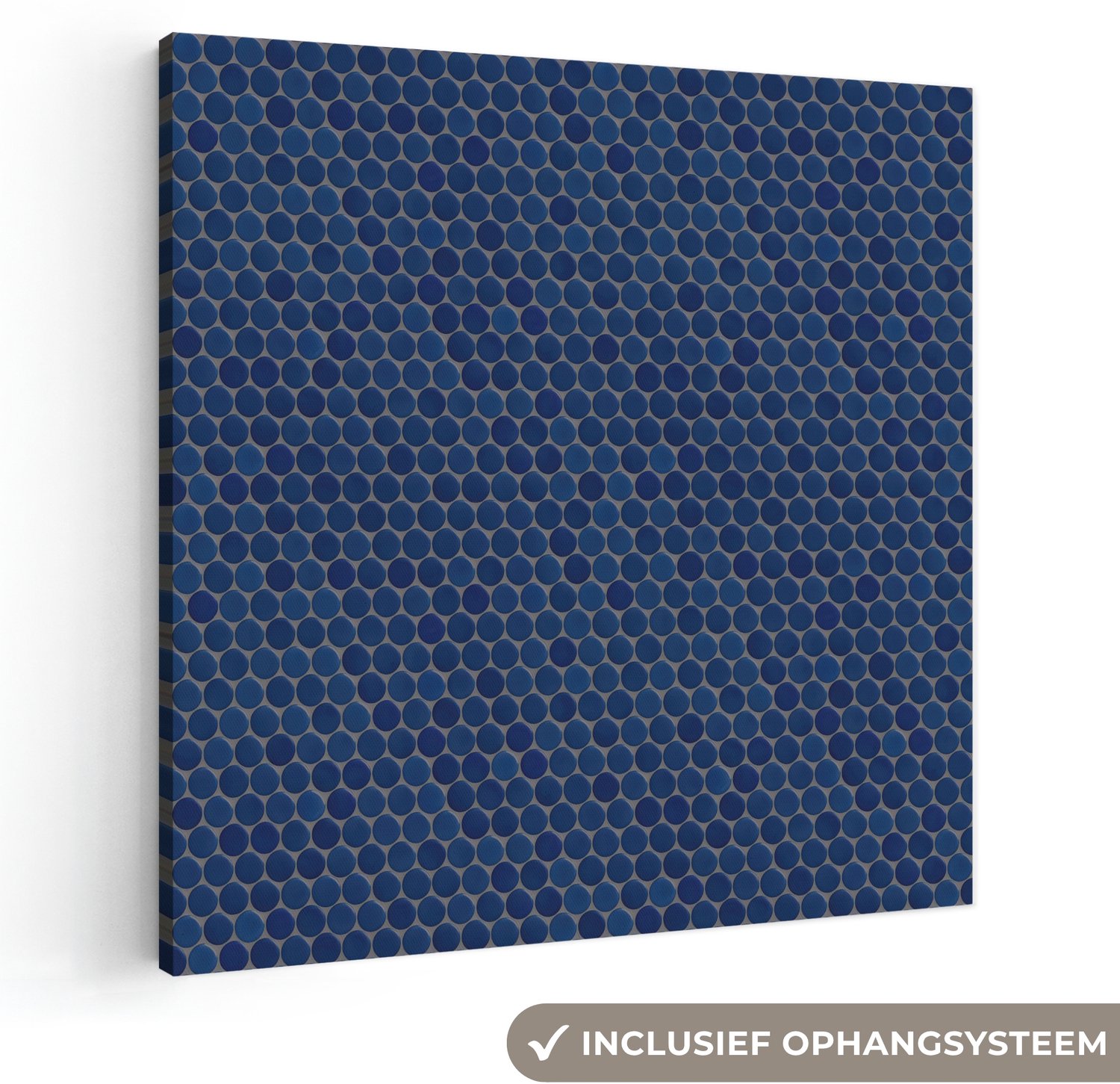 Canvas schilderij 90x90 cm - Exclusieve wanddecoratie Penny - Mozaïek - Donkerblauw - Muurdecoratie woonkamer - Slaapkamer decoratie - Kamer accessoires - Schilderijen op canvas