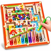 Silvergear® Magnetisch Doolhof Boerderij - Educatief Magneetspel met 55 Ingesloten Balletjes - Kleuren, Cijfers 1-10 en Leren Tellen - Fijne Motoriek - Montessori Reisspeelgoed - Houten Speelgoed - 23 x 24 cm - Cadeau voor 6, 7, 8, 9, 10+ Jaar