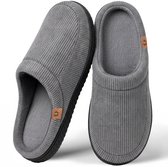 Pantoffels Heren - Sloffen - Maat 46/47 - Grijs - Corduroy - Anti-slip - Comfeet