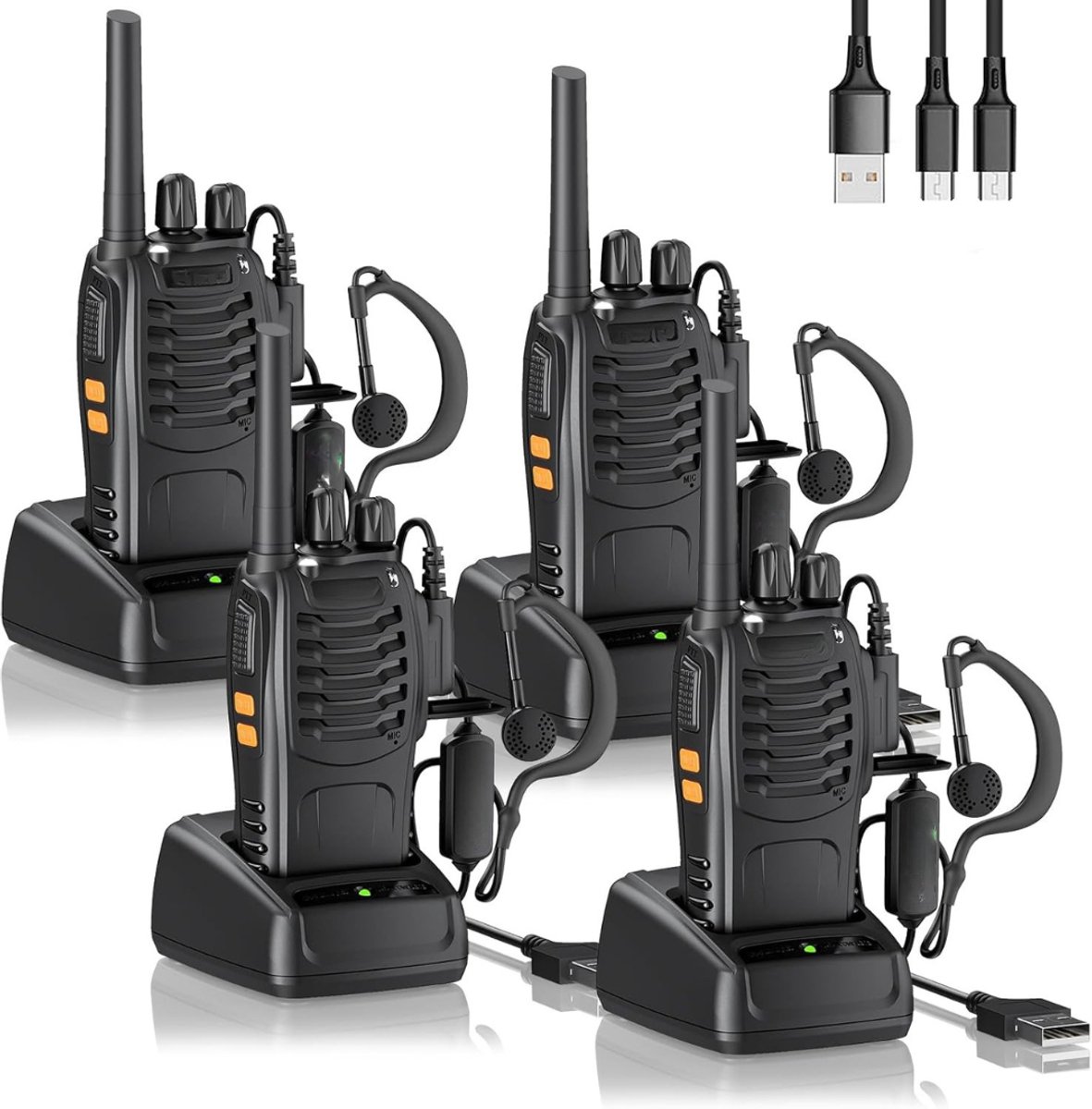Kavora® Portofoon - Walkie Talkie - Walkie Talkie voor Volwassenen & Kinderen - Zwart - 15cm × 6cm × 3cm