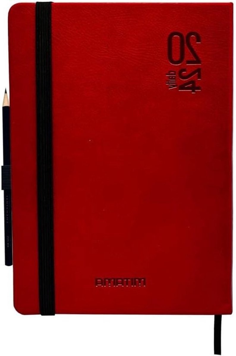 Dagplanner Agenda - Notitieboek Planner - Activiteiten Plannen - 12 Maanden Inhoud - 15 x 21 cm - Rood