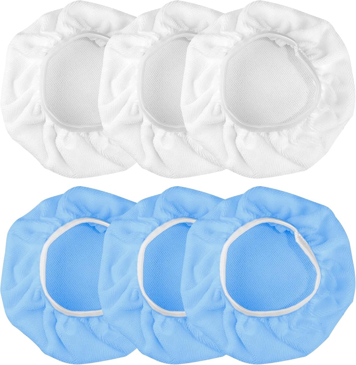 Set van 6 microvezel polijstkappen, compatibel met Einhell accu-autopolijstmachine, CE-CB 18/254 Li & Einhell CC-PO 90 voor 220 mm-250 mm polijstmachines, blauw en wit