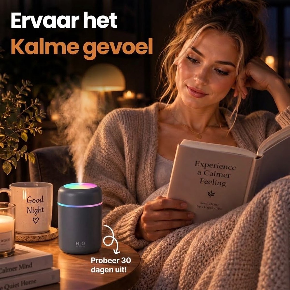 Rivello Aroma Diffuser - 300ML - Compact & Praktisch - Luchtbevochtiger Met Aromatherapie - Luchtreiniger - Incl. Led Verlichting - Slaapkamer - Wit — cadeau in Wonen & Interieur - foto 8