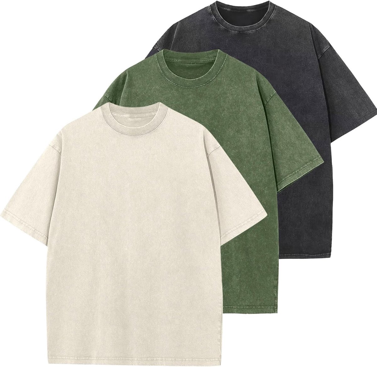 T-shirts Katoen Unisex Korte Mouwen Casual Losse Wassen Solid Basic Tee Tops