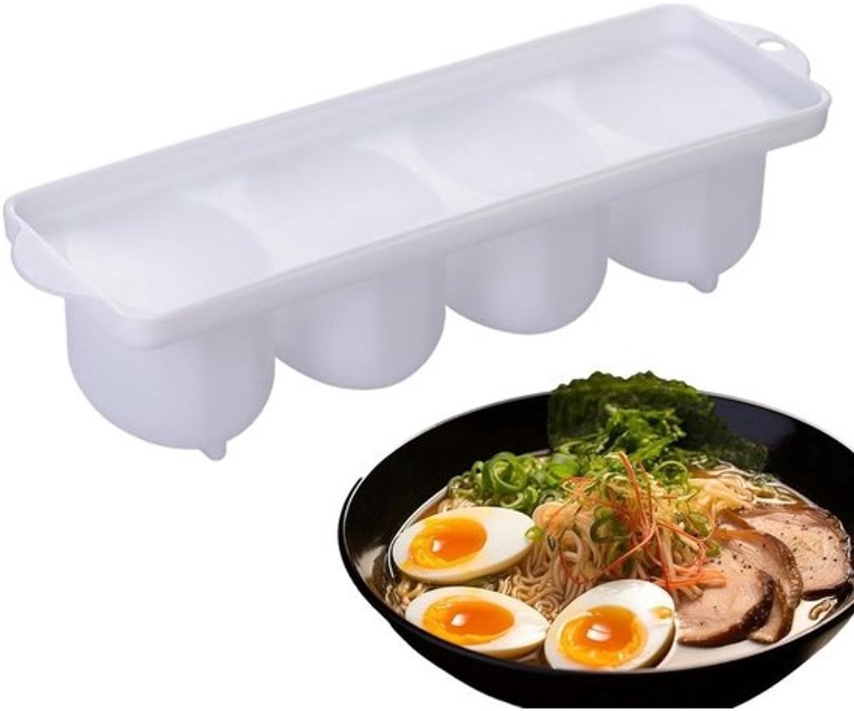 Eiercontainer Opbergdoos - Ei Marinade Houder - Eieren Bereiden - 4 Ruiters Ontwerp - 6.7x8.9x6.7 cm - Wit