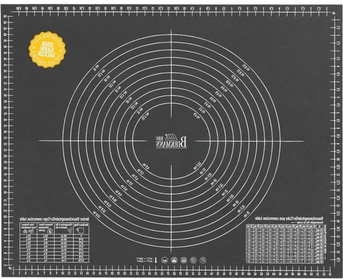 Uitrolmat Siliconen - Deegroller Mat - Bakken Deeg - Schaalverdeling - 45 x 55 cm - Grijs