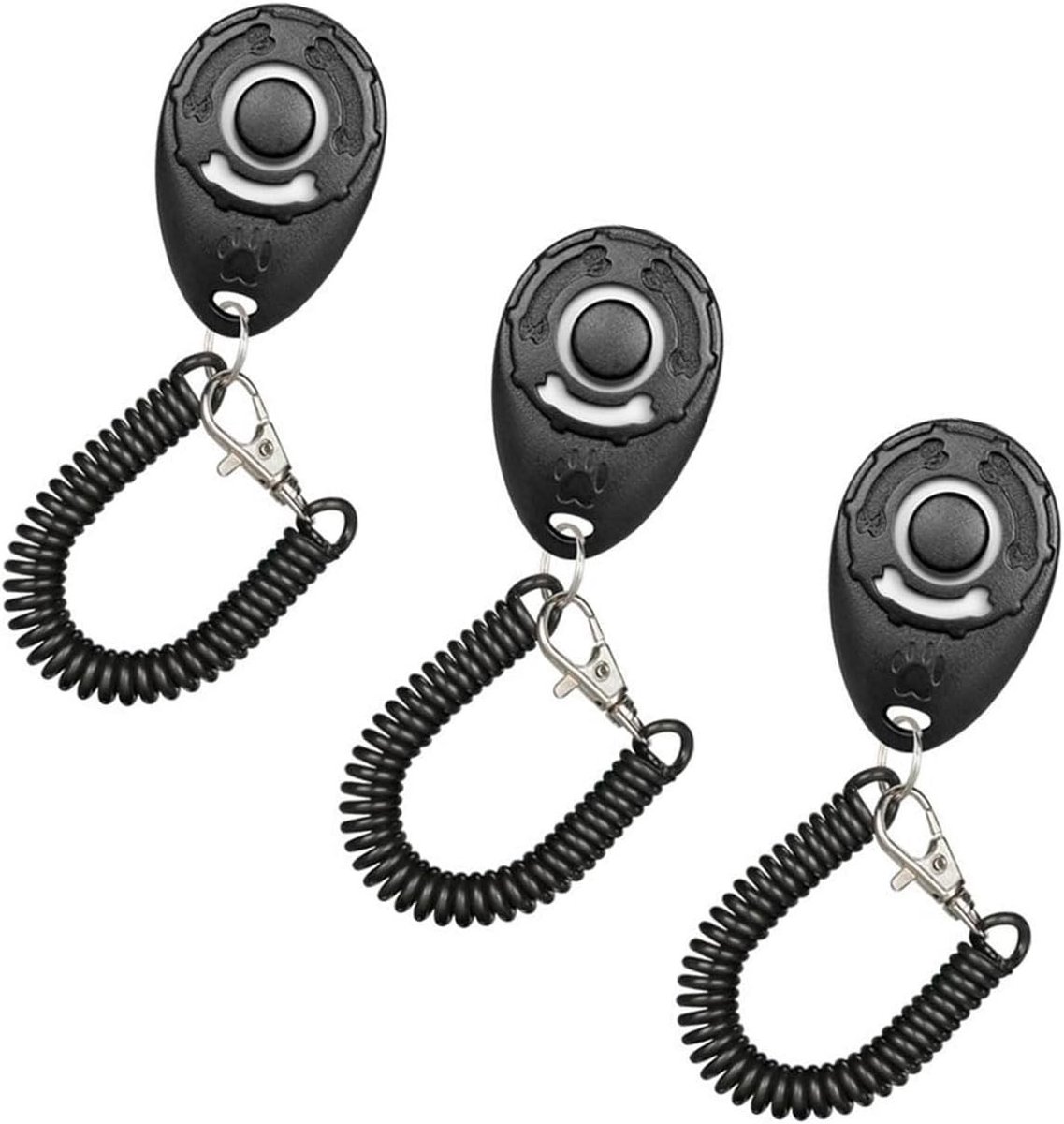 Praatknop hond - Zwart - 3 stuks - Duurzame ABS Kunststof Clickerset met Polsband - Voor Huisdiertraining