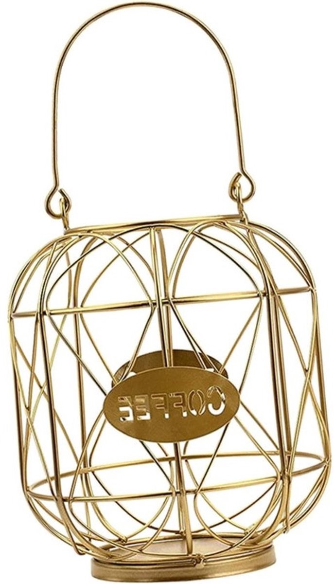 Koffiestation Organizer - Koffiepadhouder Rek - Koffie Opslag - Metalen Frame Decoratief - 15x15x15 cm - Goud