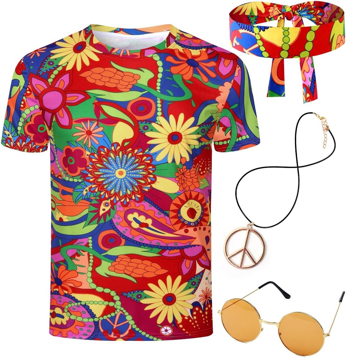 Hippie-kostuums voor heren, jaren 60, 70, hippie verkleedkleding