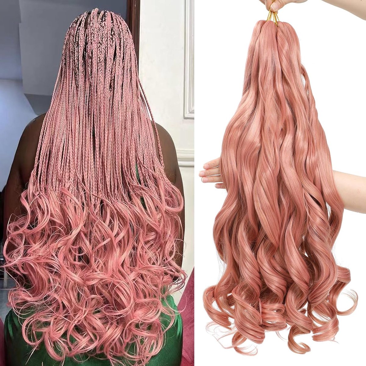 24 Inch French Curl Braiding Hair 8 Pack Loose Wavy Spiral Curl Braids Crochet Hair Deep Wave Synthetic Extensions Pre Stretched Curly Braiding Hair (MP2, 24inch 8 packs)