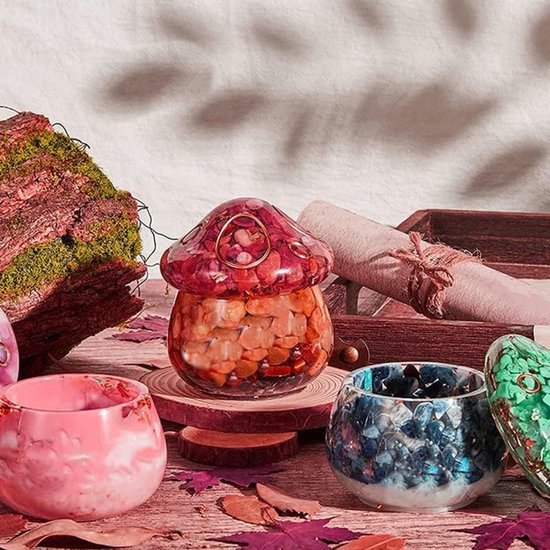 Mallen Paddestoel Potten Siliconen Mallen Met Deksel Voor Diy Kaarsen Kunst Snoep Sieraden Opslag Container Woondecoratie Epoxy Hars Casting Art Craft Ornamenten — afbeelding 5