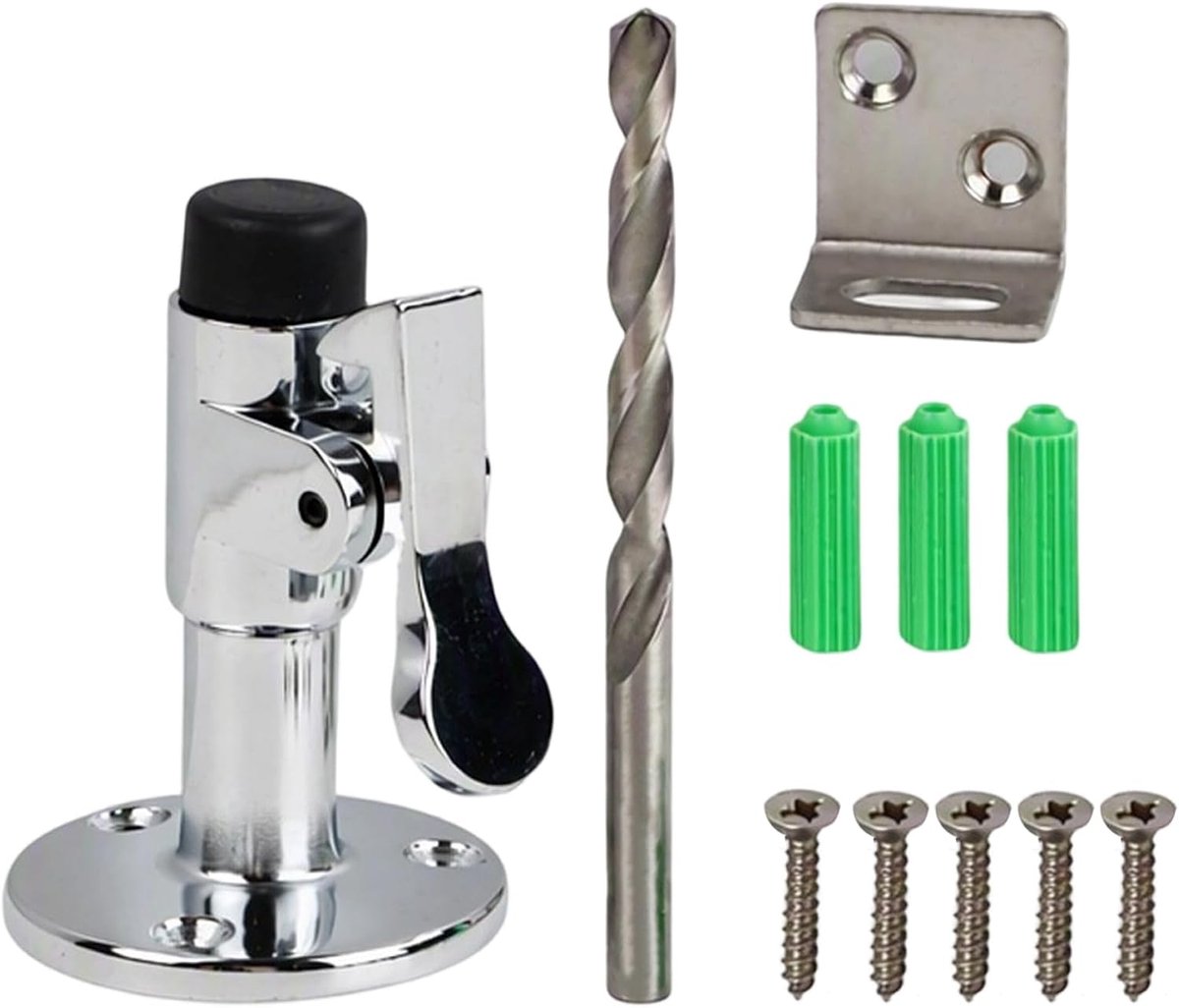 Muurbuffer deurstopper 7 x 5 cm met plaat 2,5 x 2,5 cm