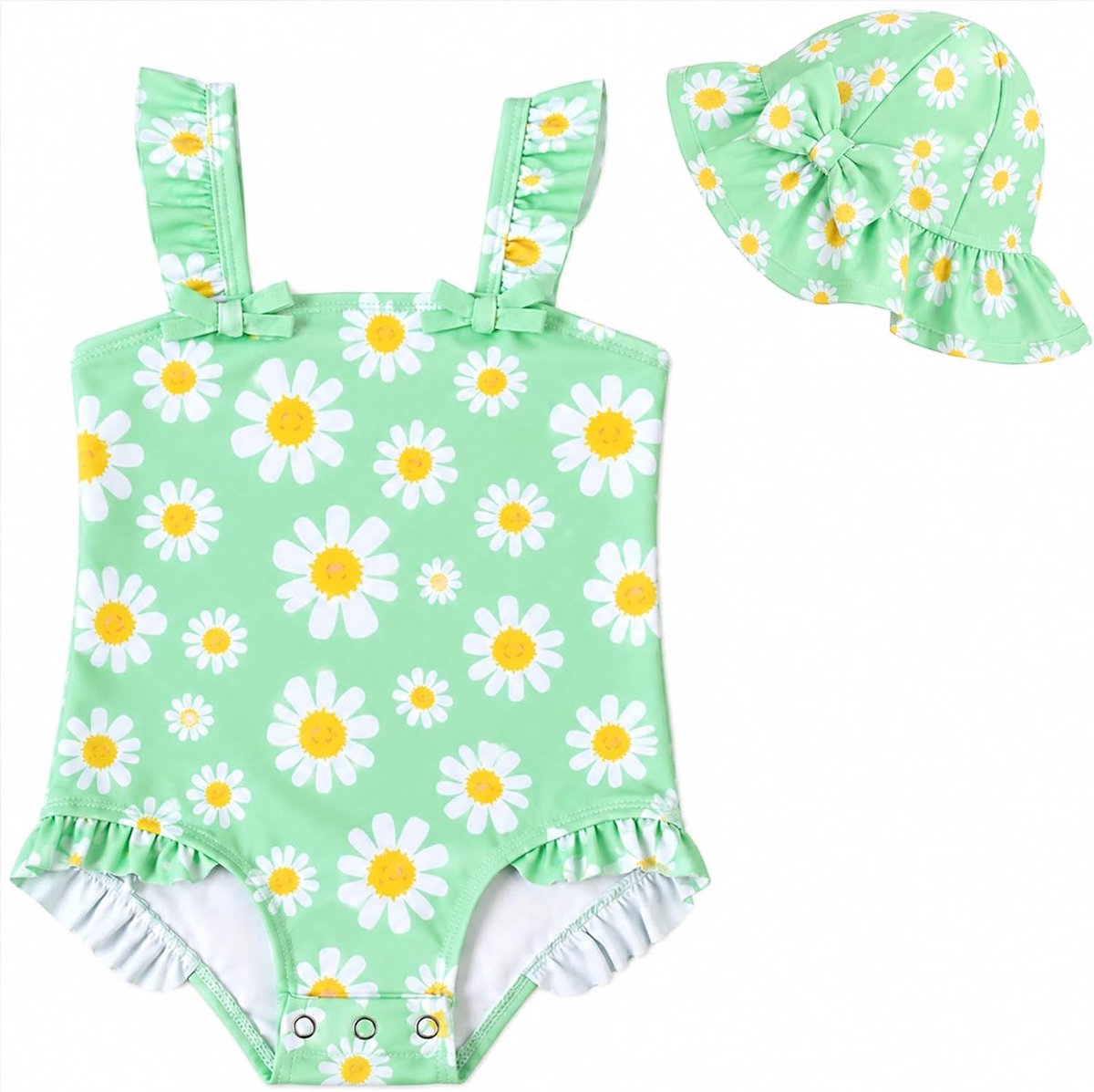 Badpak voor kleine meisjes, eendelig babybadpak met zonnehoed, schattige strandbadmode, sneldrogend badpak voor kinderen van 3 tot 36 maanden