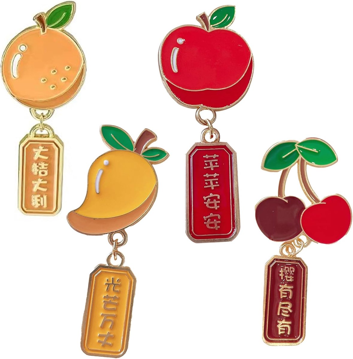 4 Stuks Fruit Broche, Kersen Broche, Creatieve Broche, Geschikt voor Meisjes En Dames