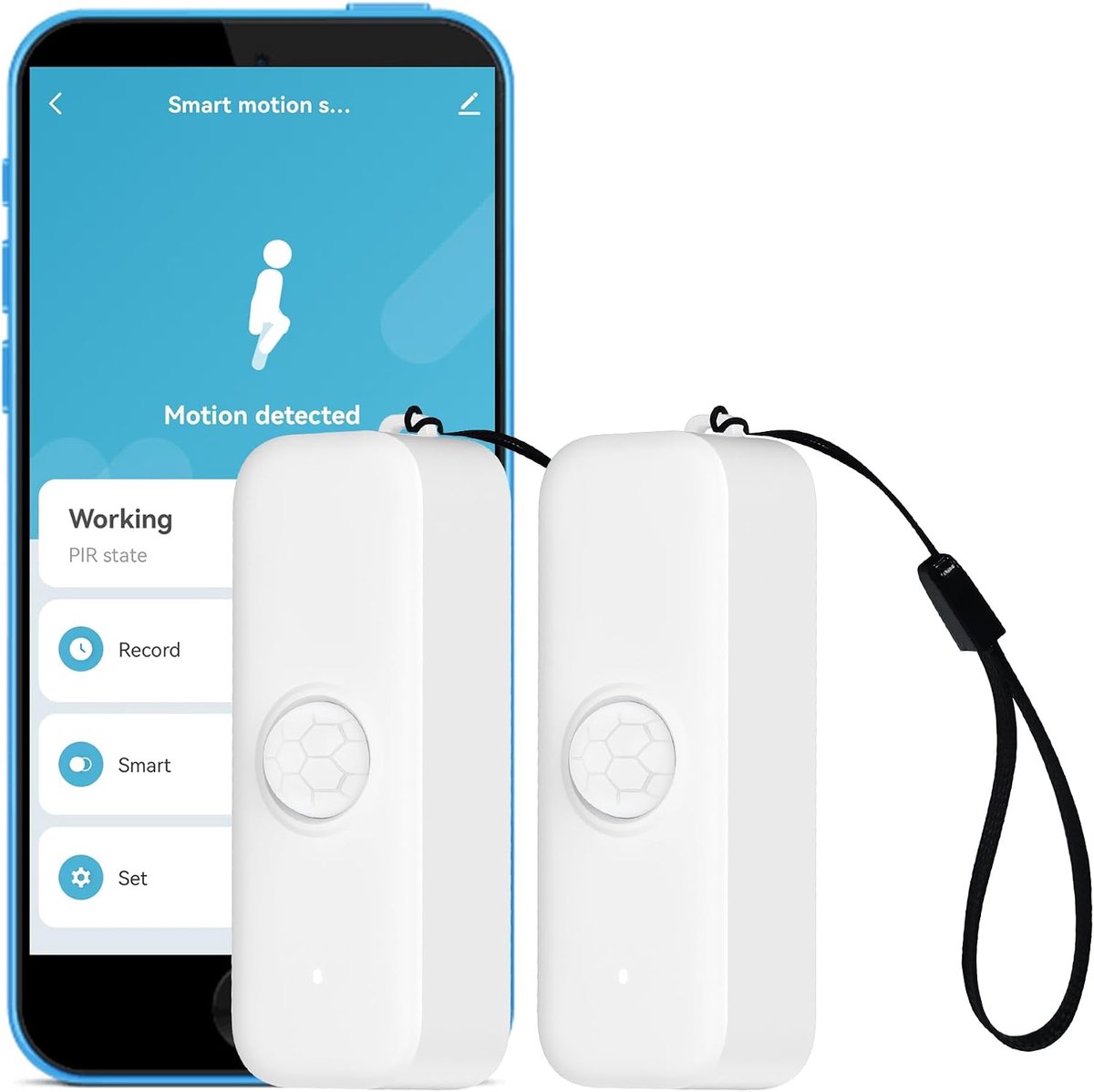 Slimme bewegingsmelder PIR infrarood bewegingssensor voor alarmsysteem en slimme domotica, app-bewaking op afstand, compatibel met Alexa (2-pack)