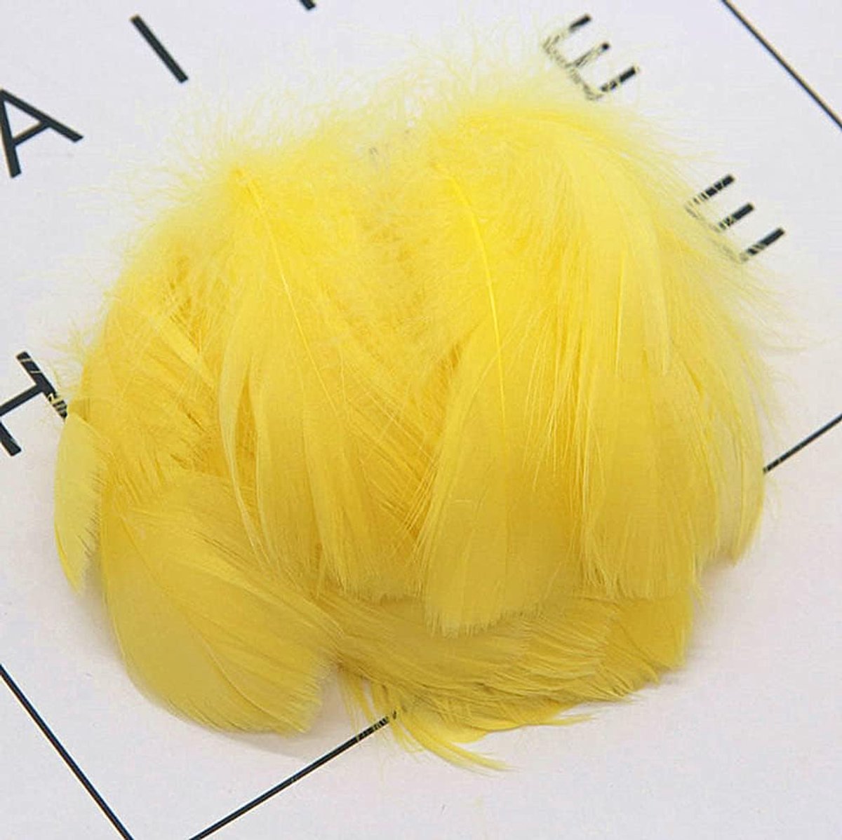 veren, 100 stuks natuurlijke veren hoofdsierveren, handwerk om te knutselen, voor doe-het-zelf dromenvangers, oorbellen, bruiloften, dromenvangers, kostuums, hoeden, huisdecoratie, Halloween party, geel