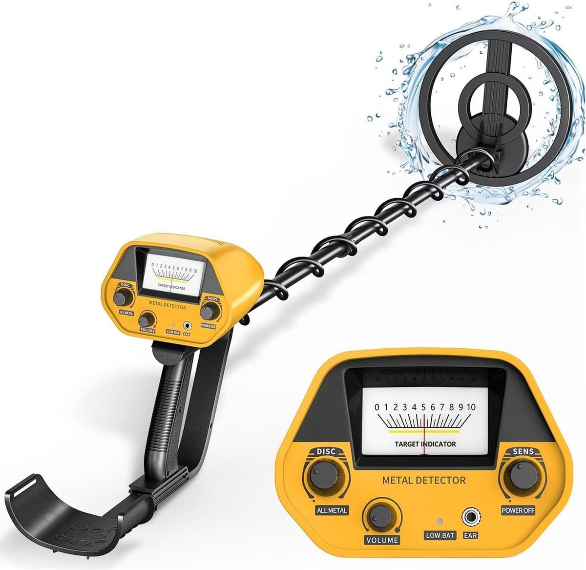 Metaaldetector, hoge precisie, in hoogte verstelbaar, professionele metaaldetectoren, waterdichte zoekspoel van 25 cm, met voor kinderen en volwassenen, oplaadbare batterij