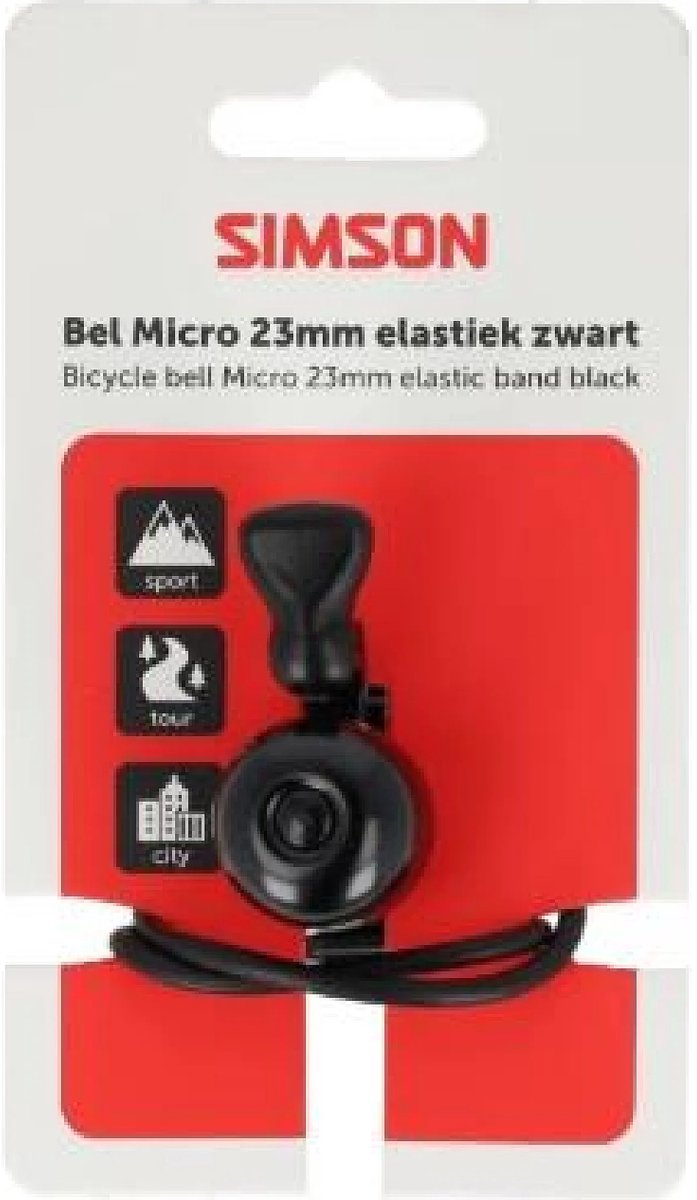 Simson Compacte fietsbel - 23mm - elastische bevestiging - zwart - veelzijdige montage van Simson — afbeelding 5